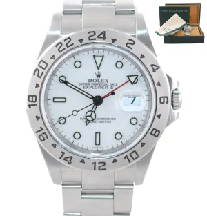 MINT Rolex Explorer 2 16570 Steel White Polar GMT SWISS ONLY  Dial 40mm Watch