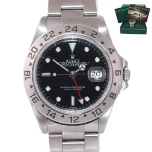 MINT Rolex Explorer II 16570 Steel Black Dial Date Swiss Only GMT 40mm Watch Box