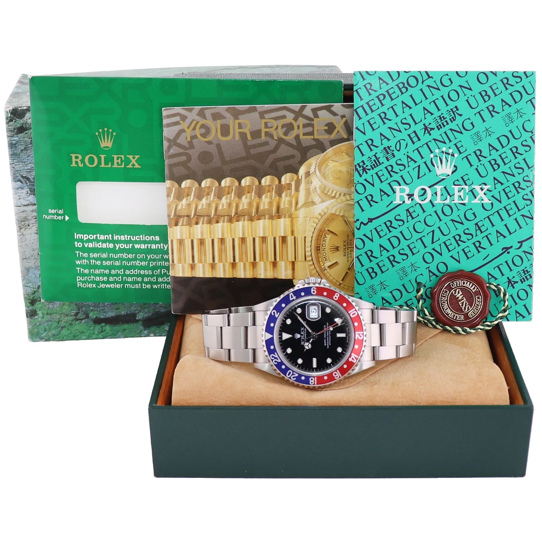 MINT Rolex GMT-Master Pepsi Blue Red Tritium Steel 16700 Watch Oyster Box