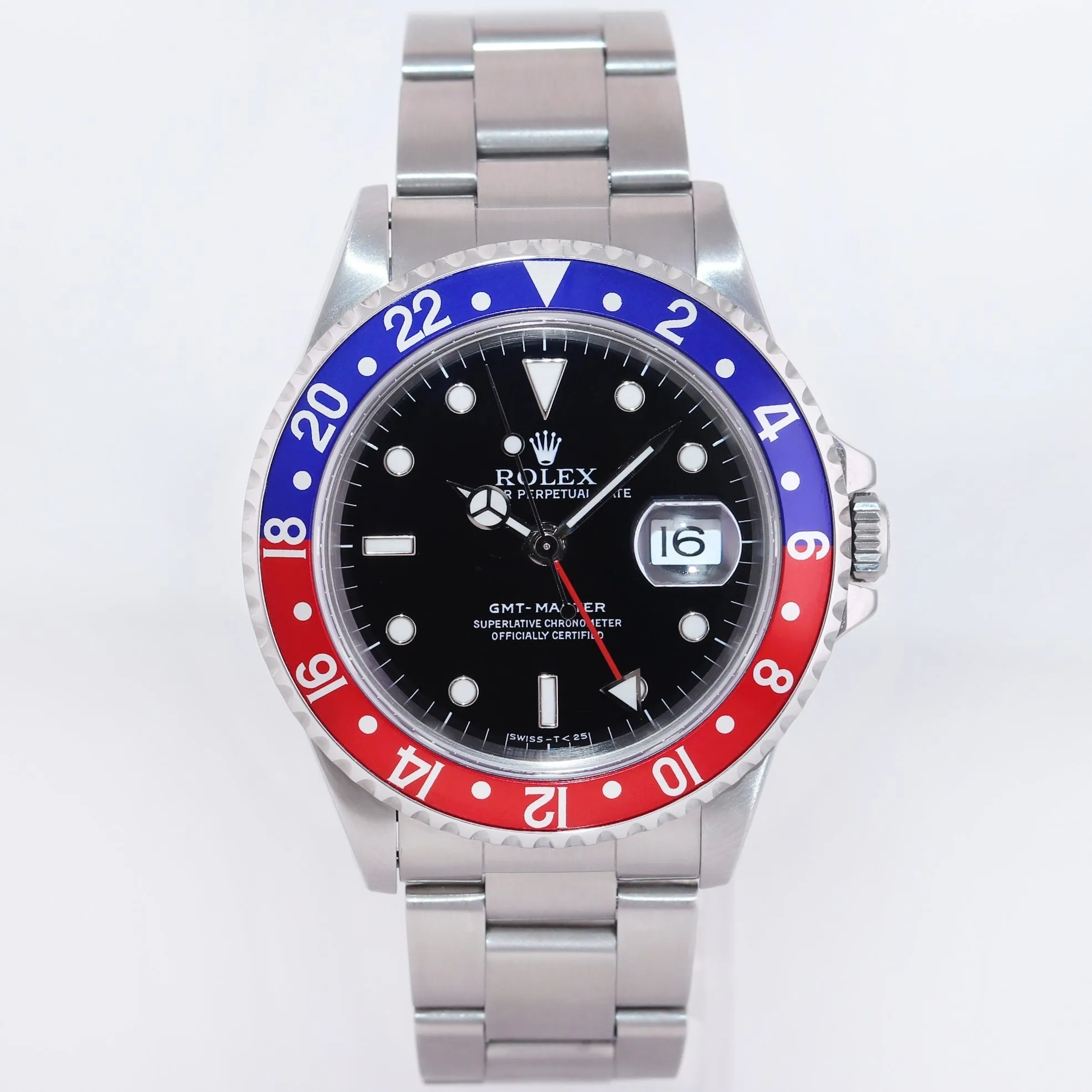 MINT Rolex GMT-Master Pepsi Blue Red Tritium Steel 16700 Watch Oyster Box
