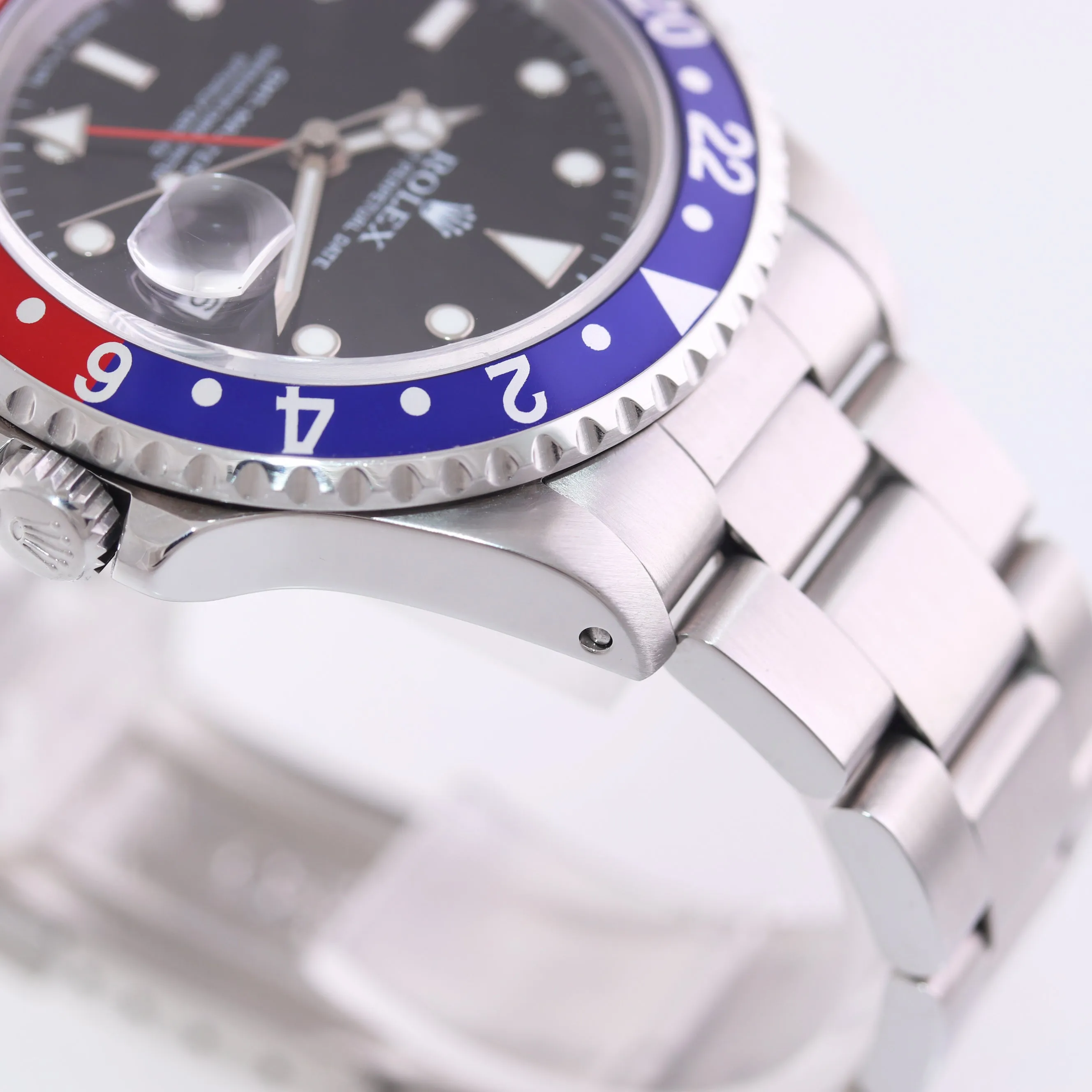MINT Rolex GMT-Master Pepsi Blue Red Tritium Steel 16700 Watch Oyster Box