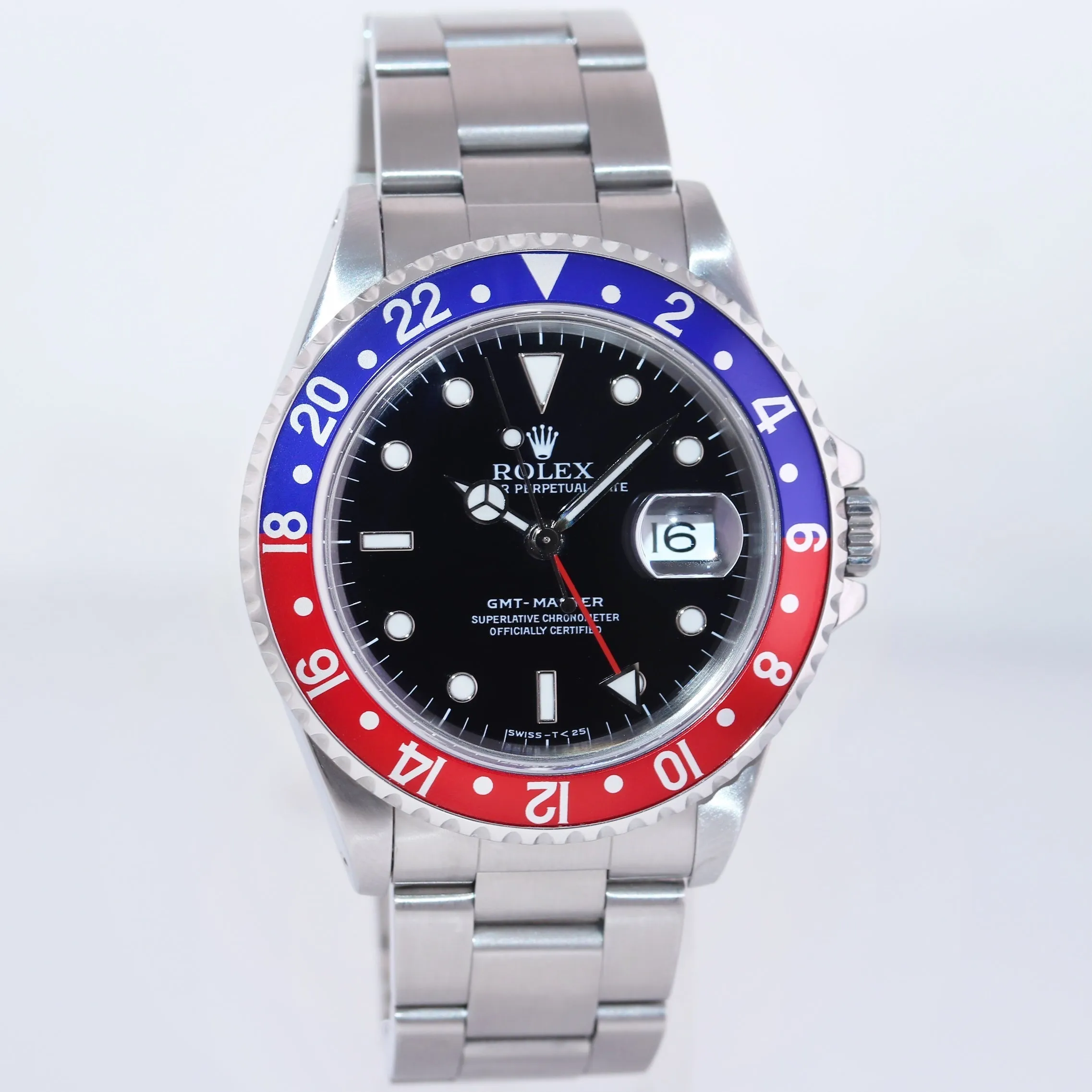 MINT Rolex GMT-Master Pepsi Blue Red Tritium Steel 16700 Watch Oyster Box