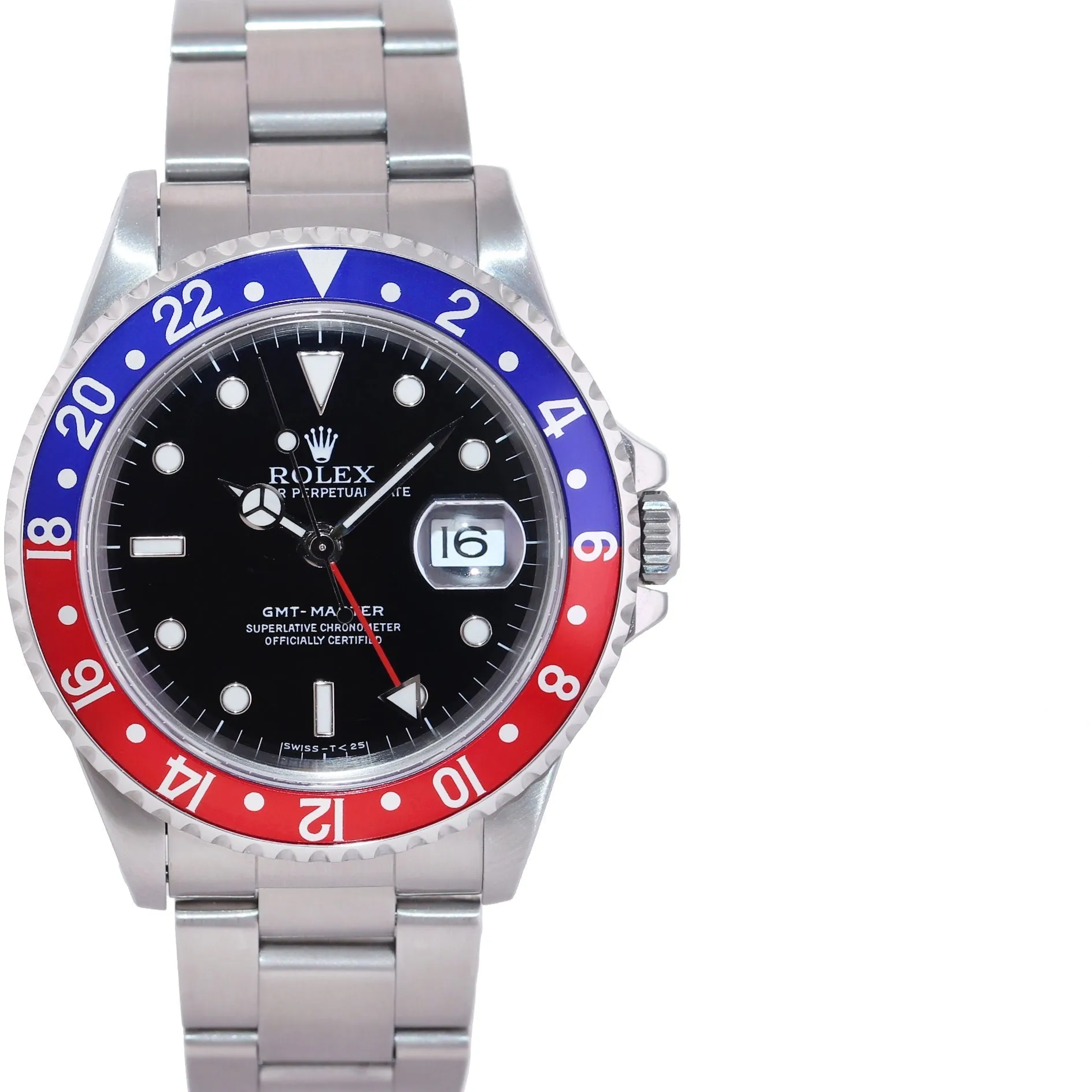 MINT Rolex GMT-Master Pepsi Blue Red Tritium Steel 16700 Watch Oyster Box