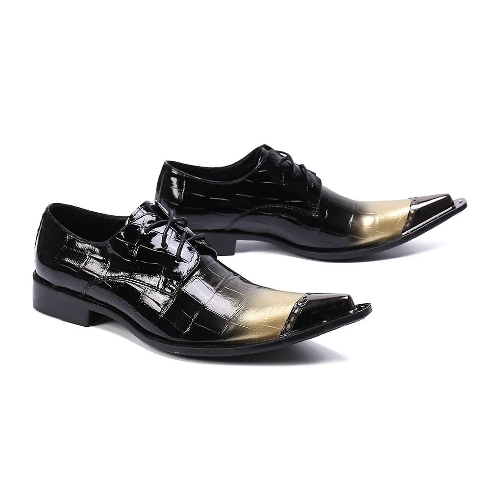 Mixed Color Genuine Leather Men Oxford Shoes Party Lace Up Dress Shoes