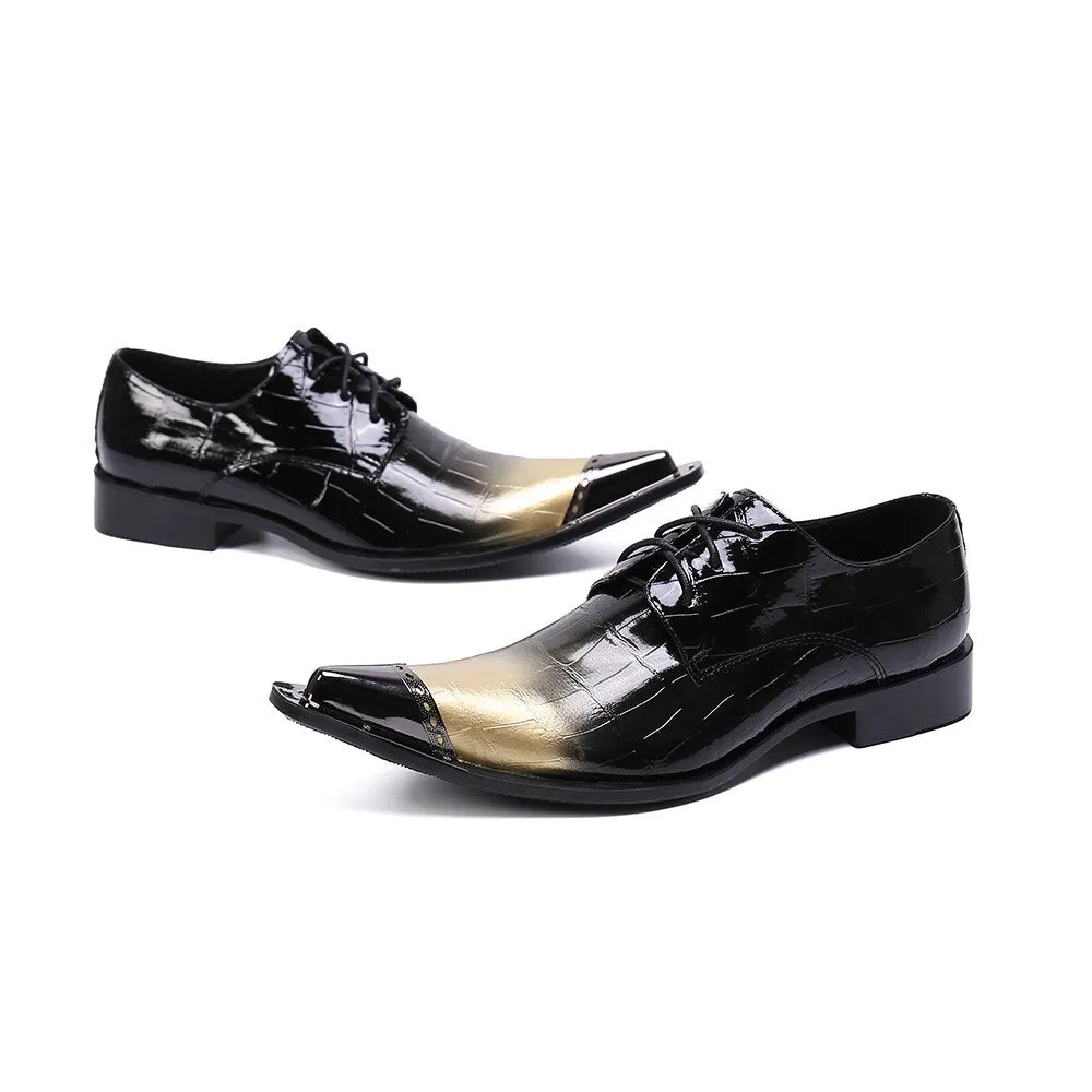 Mixed Color Genuine Leather Men Oxford Shoes Party Lace Up Dress Shoes