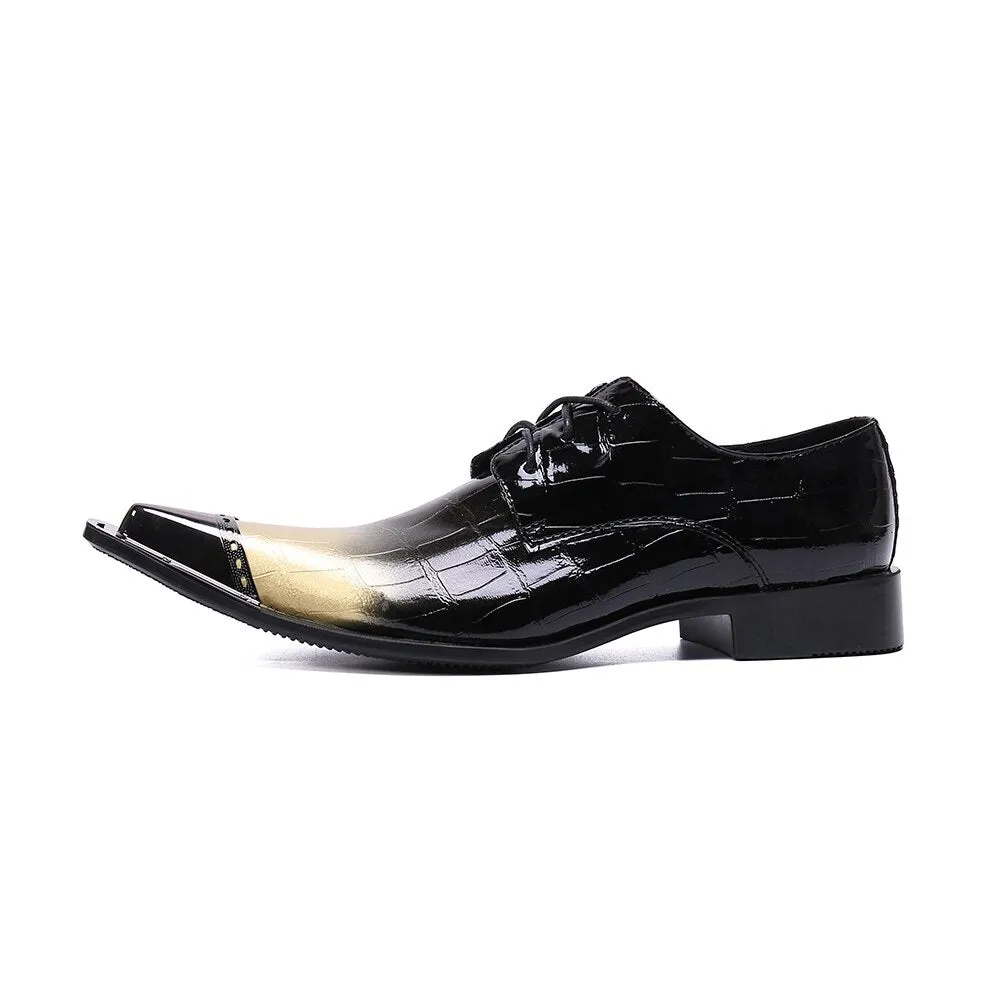 Mixed Color Genuine Leather Men Oxford Shoes Party Lace Up Dress Shoes