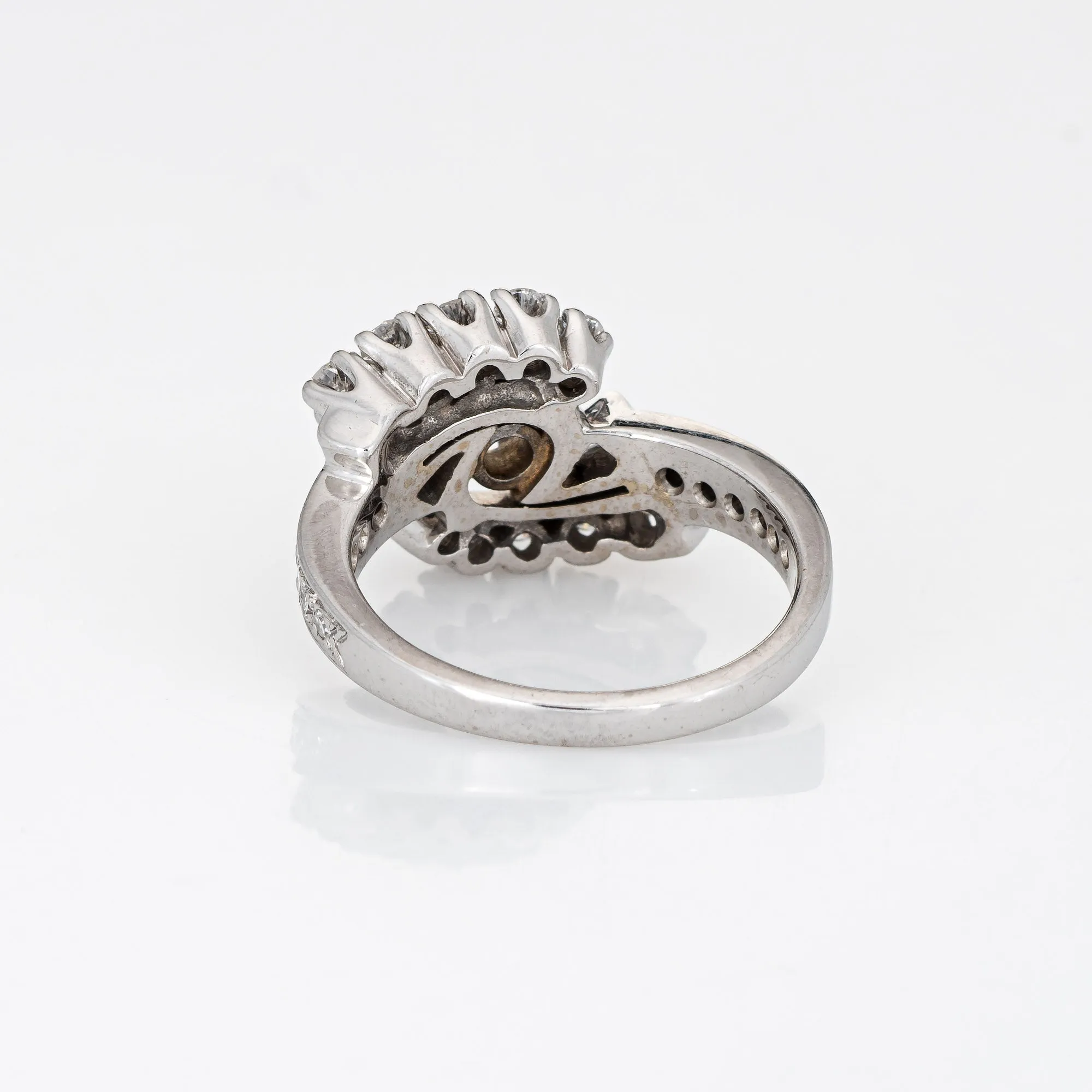 Mixed Cut Diamond Ring 0.79ct Vintage 14k White Gold Estate Fine Jewelry 5.5