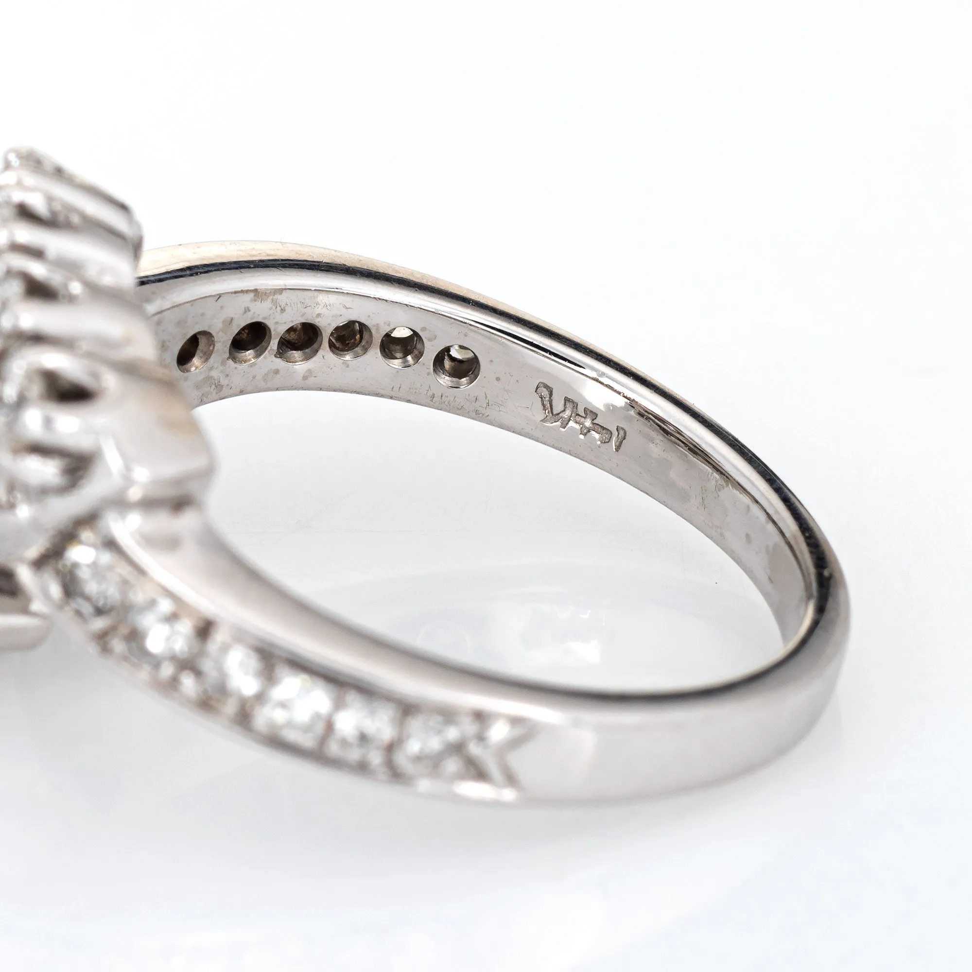 Mixed Cut Diamond Ring 0.79ct Vintage 14k White Gold Estate Fine Jewelry 5.5