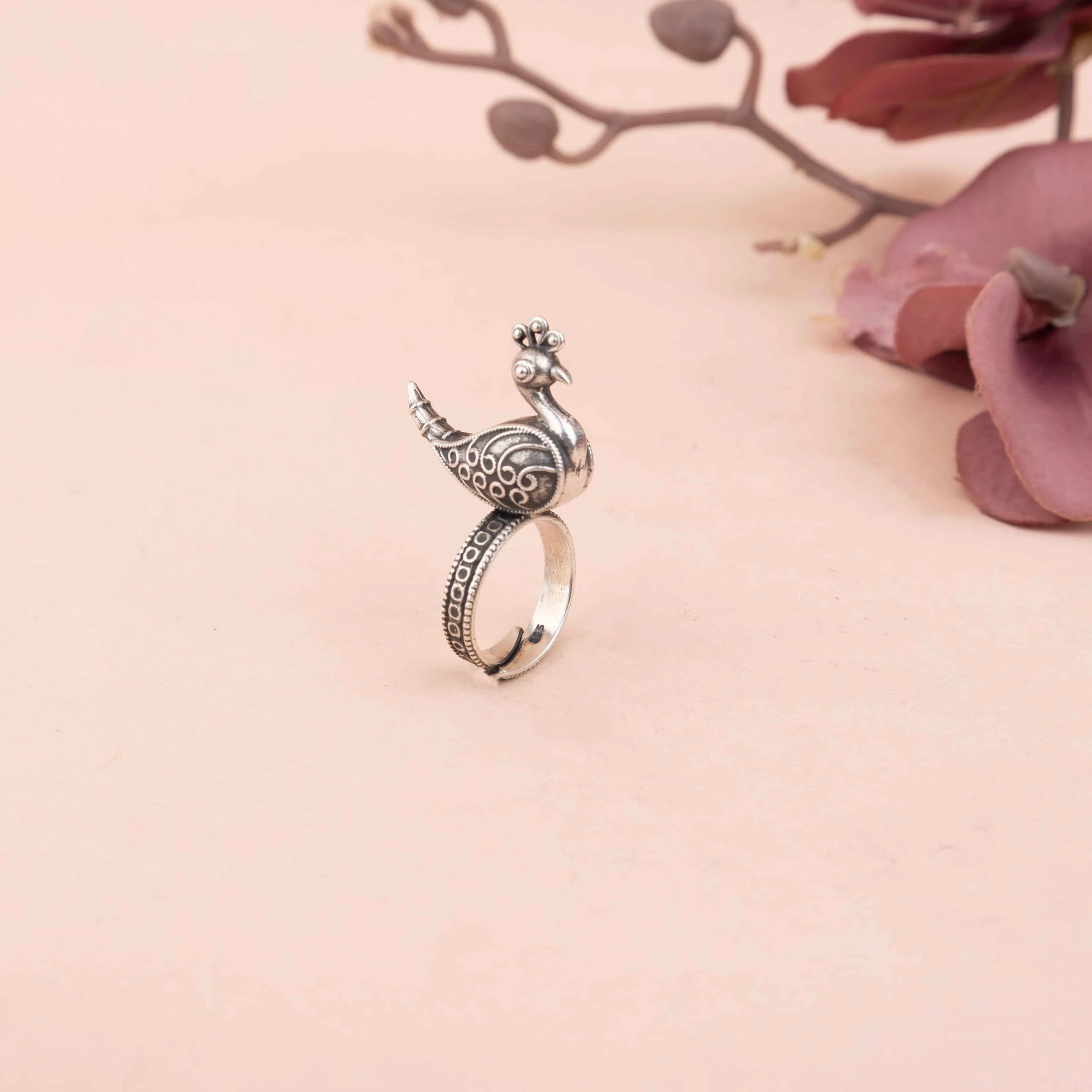 Moh Intricate Statement Peacock Ring