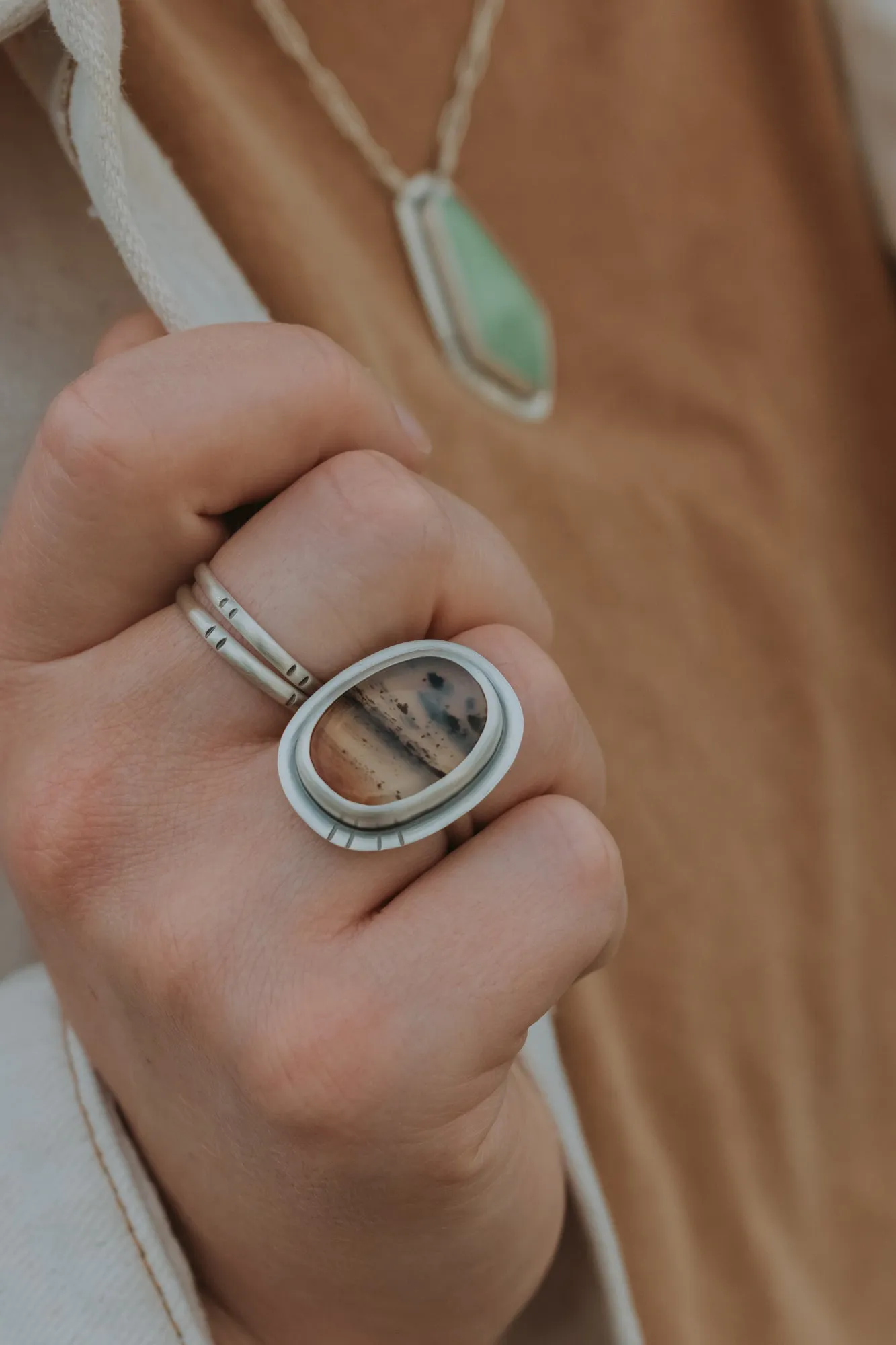 Montana Agate Statement Ring - Size 6.75