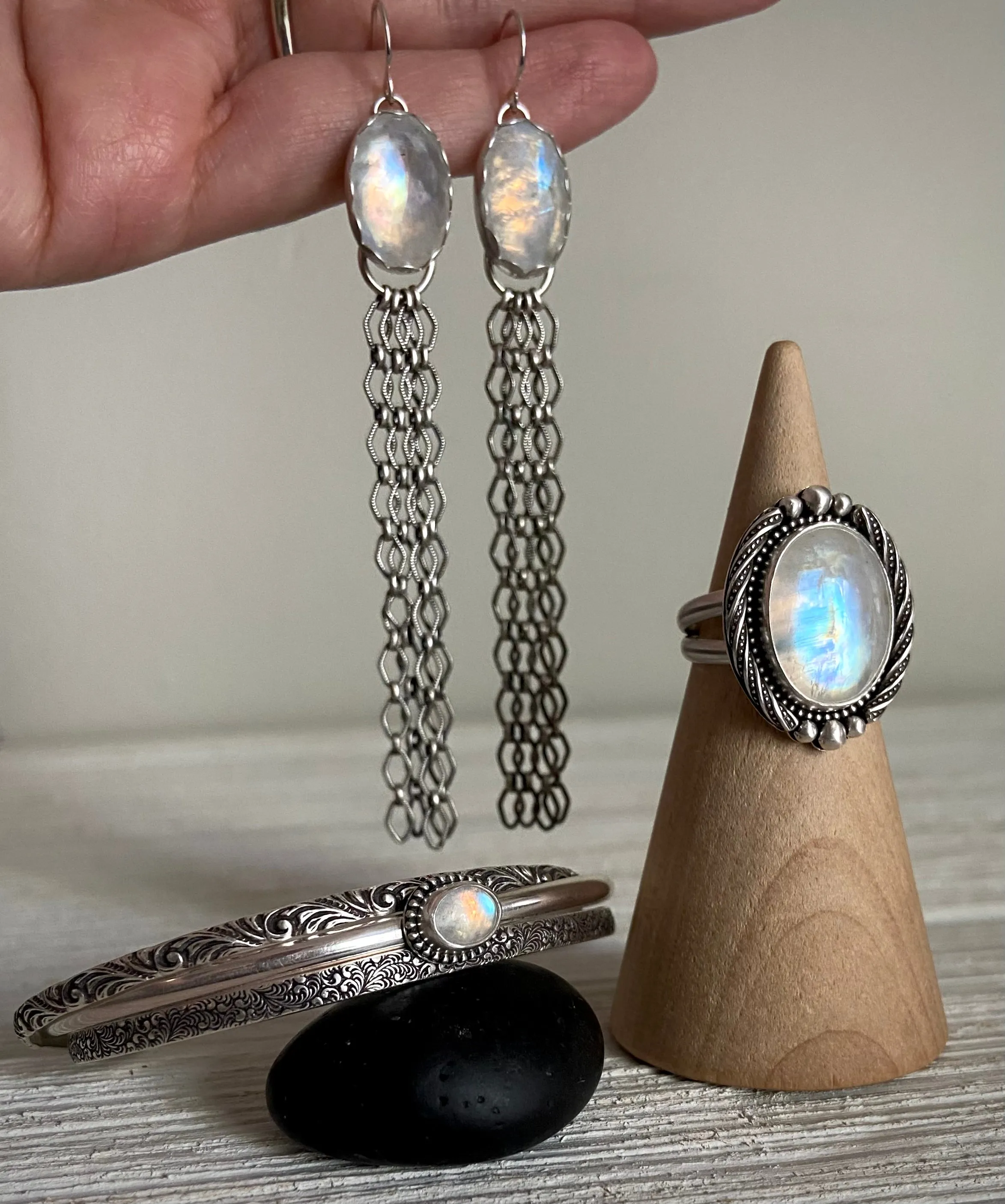Moonstone Fringe Earrings