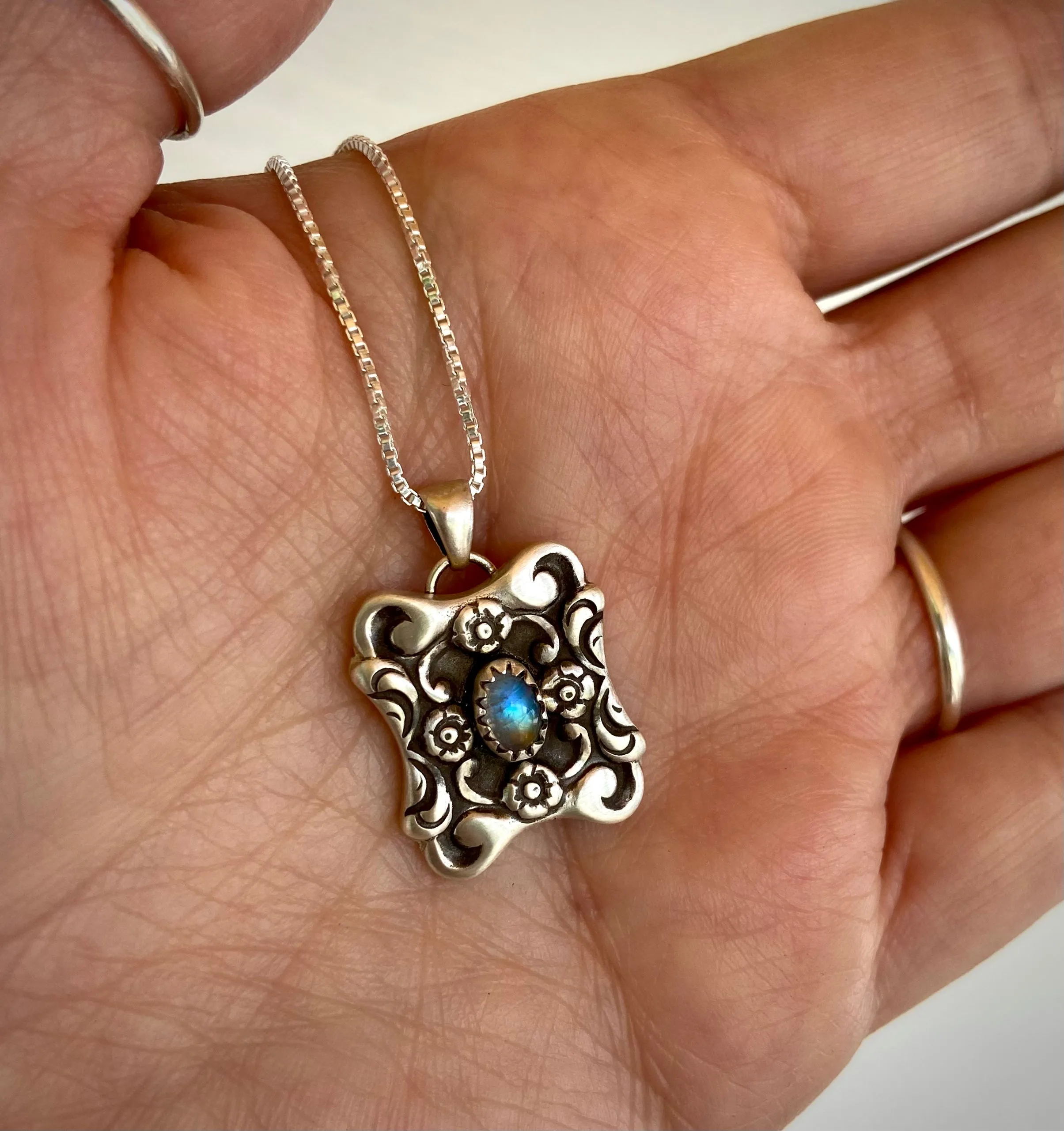 Moonstone Victorian Floral Pendant