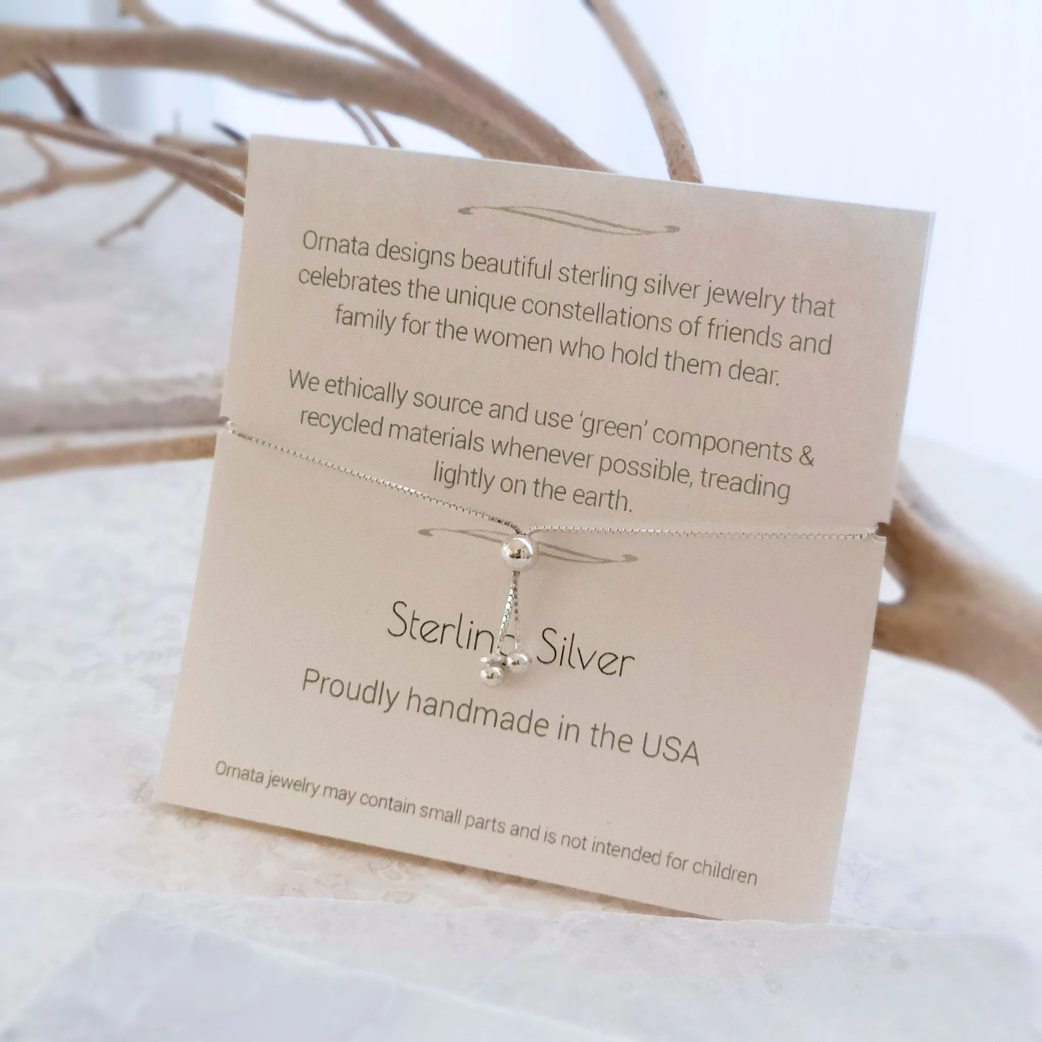 “Mother of Five” Sterling Silver Bolo Bracelet on Personalized Jewelry Card