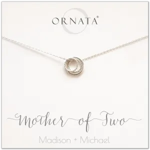 Mother of Two PERSONALIZED Sterling Silver Necklace by Ornata