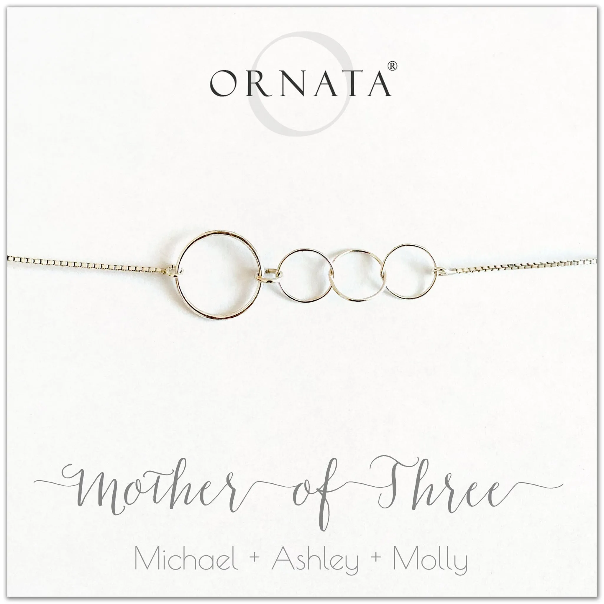 Mother's Day Jewelry - Mother Of Three Sterling Silver Bracelet - Personalized