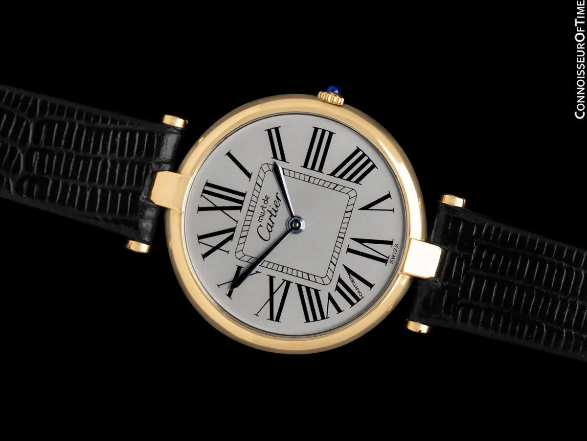 Must De Cartier Vendome Mens Midsize Unisex Vermeil Watch - 18K Gold Over Sterling Silver