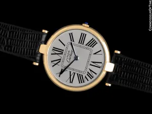 Must De Cartier Vendome Mens Midsize Unisex Vermeil Watch - 18K Gold Over Sterling Silver