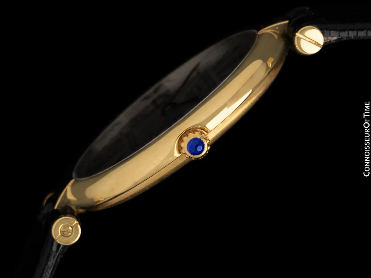 Must De Cartier Vendome Mens Midsize Unisex Vermeil Watch - 18K Gold Over Sterling Silver