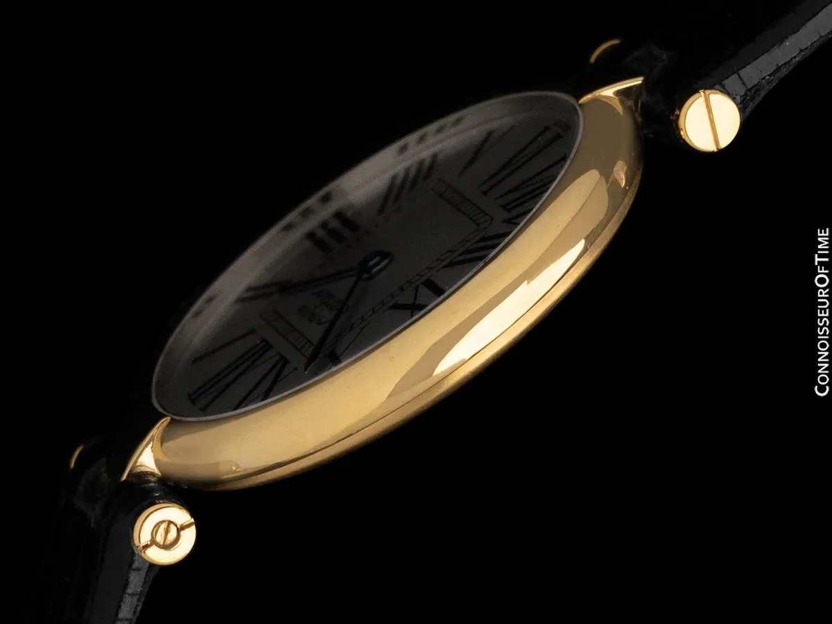 Must De Cartier Vendome Mens Midsize Unisex Vermeil Watch - 18K Gold Over Sterling Silver