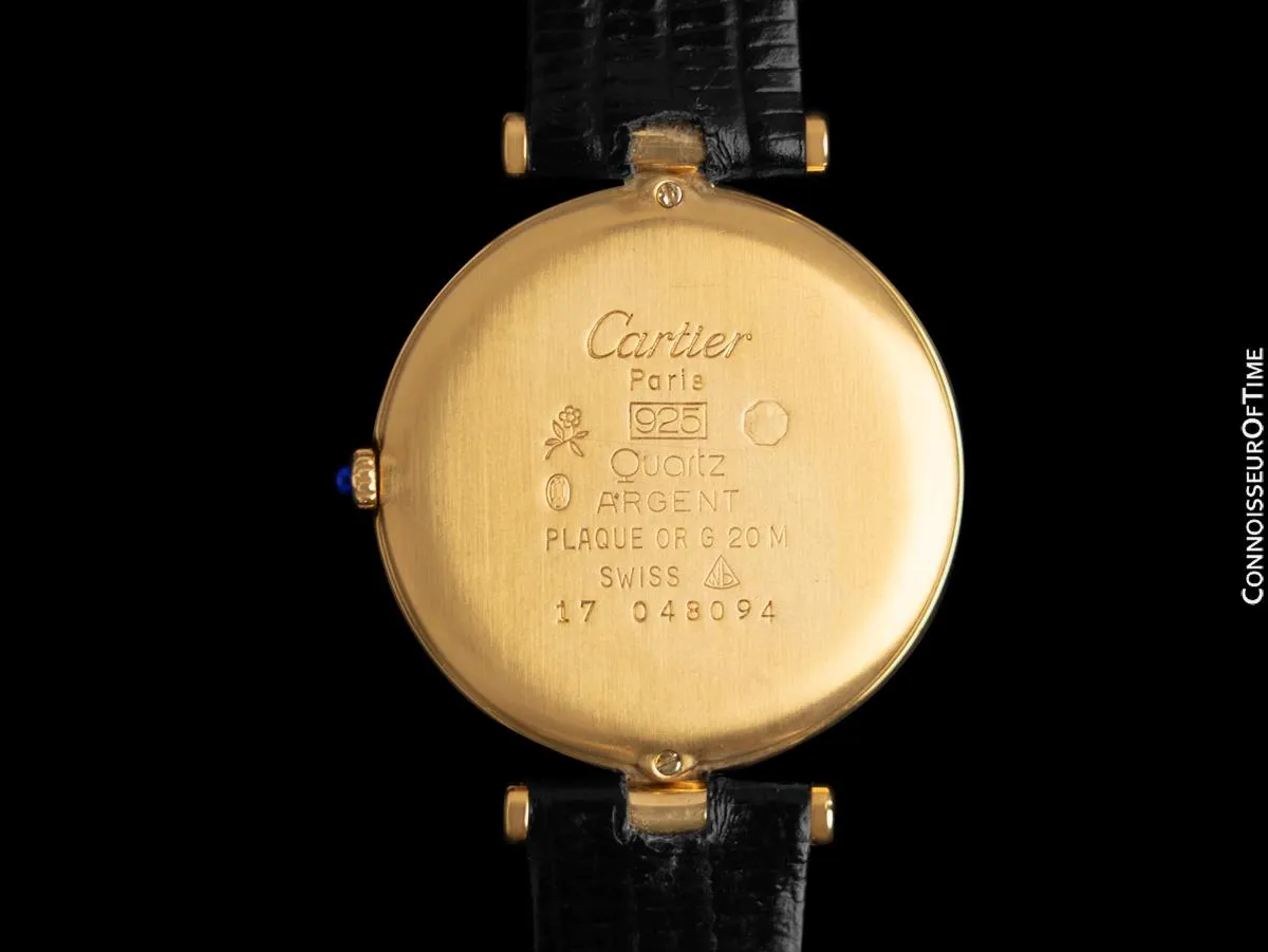 Must De Cartier Vendome Mens Midsize Unisex Vermeil Watch - 18K Gold Over Sterling Silver
