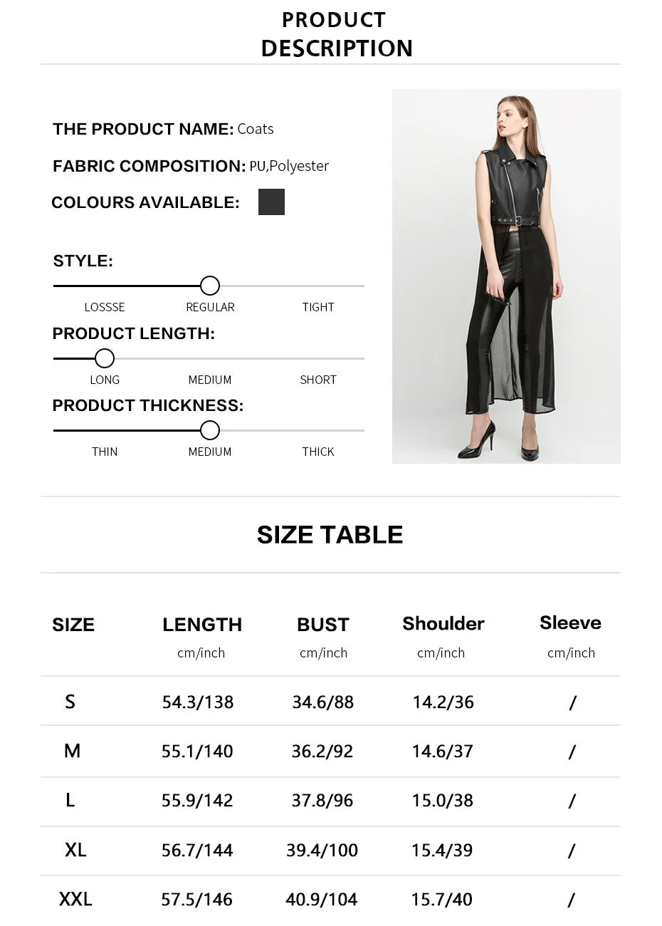 Nanette Black Vegan Leather Chiffon Tail Biker Vest