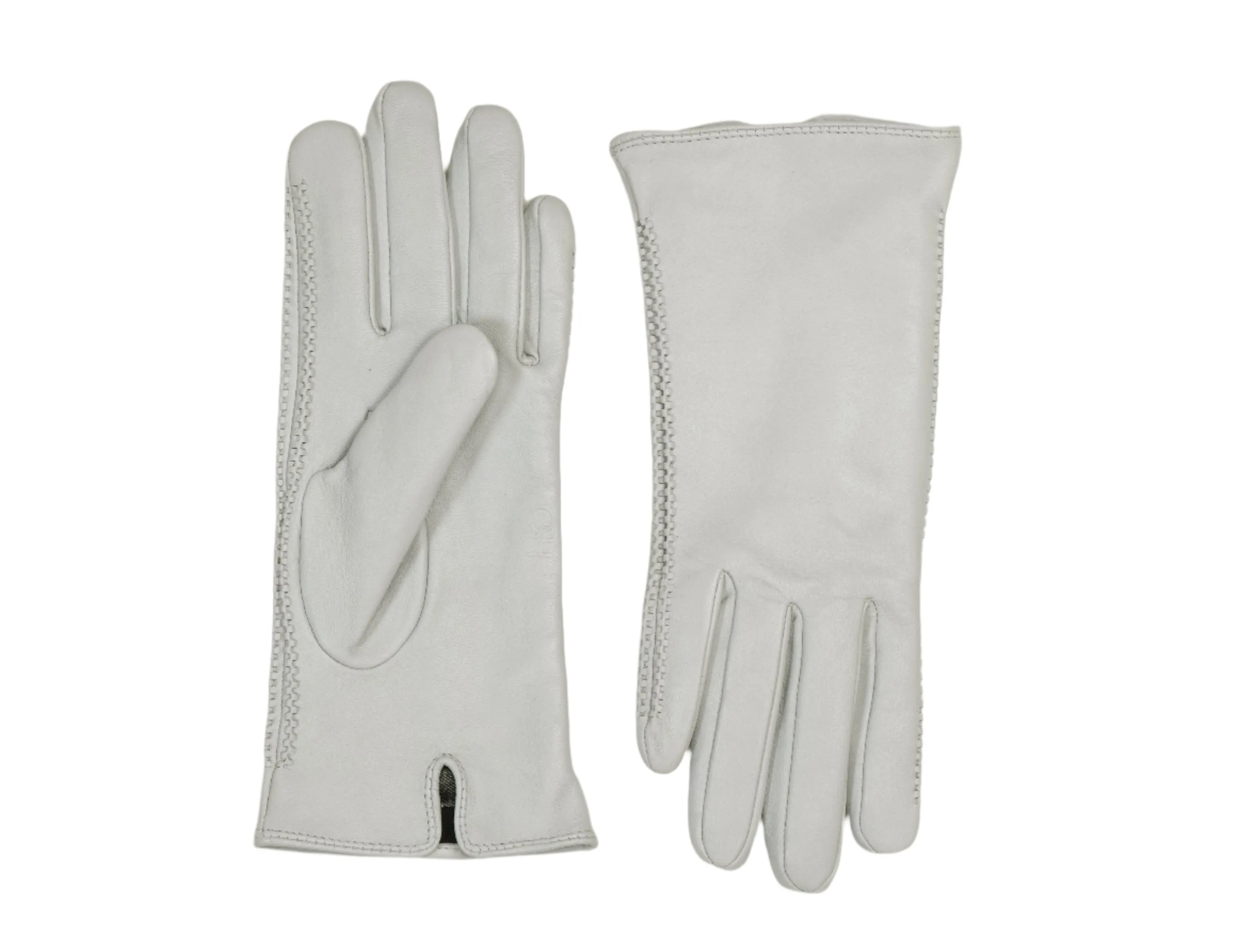 Nappa Leather Glove with Braided Seam Details & Cashmere Lining - Fog (S/M)