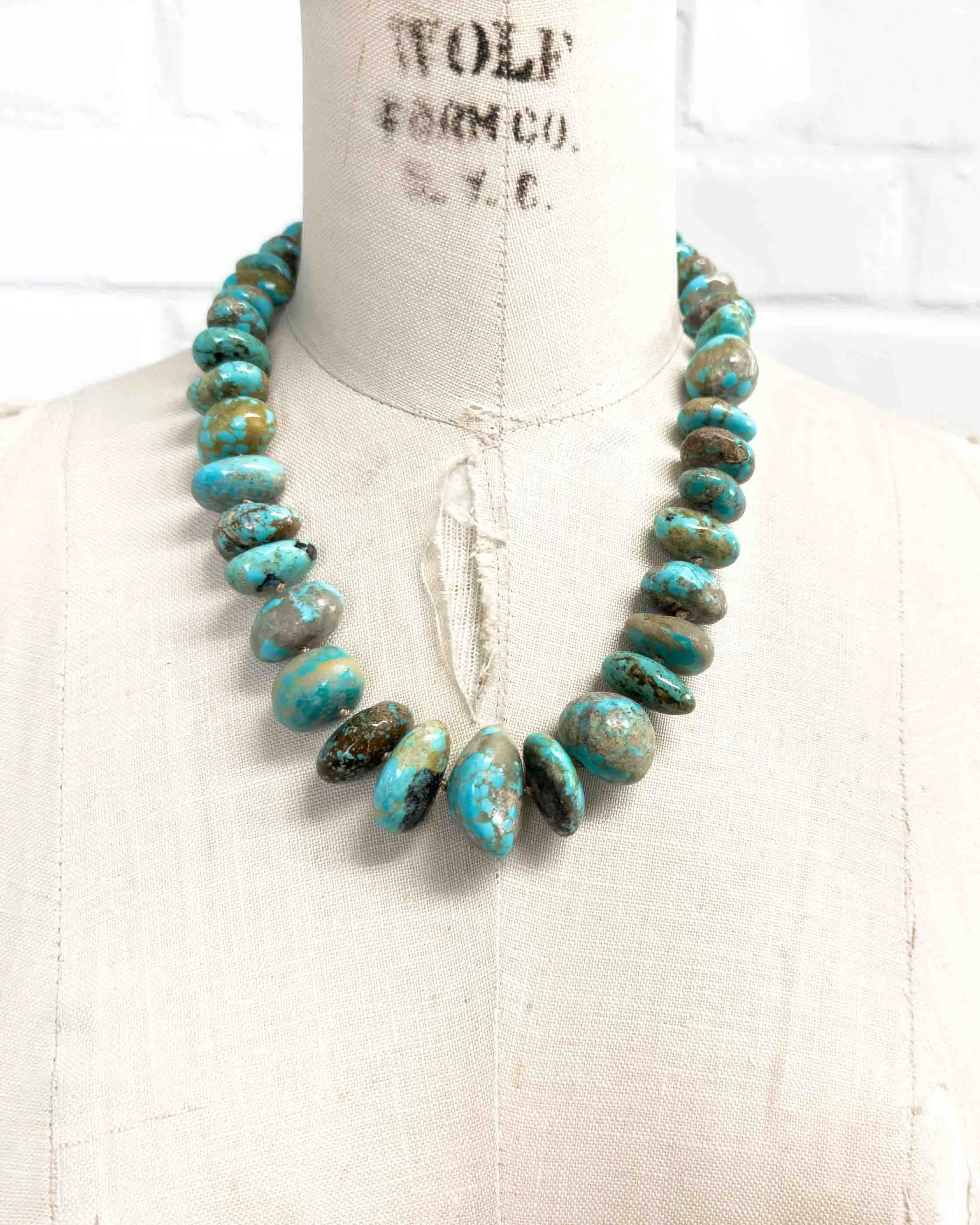 Natural Arizona Kingman Turquoise Chunky Nugget Knotted Statement Necklace