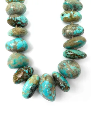 Natural Arizona Kingman Turquoise Chunky Nugget Knotted Statement Necklace