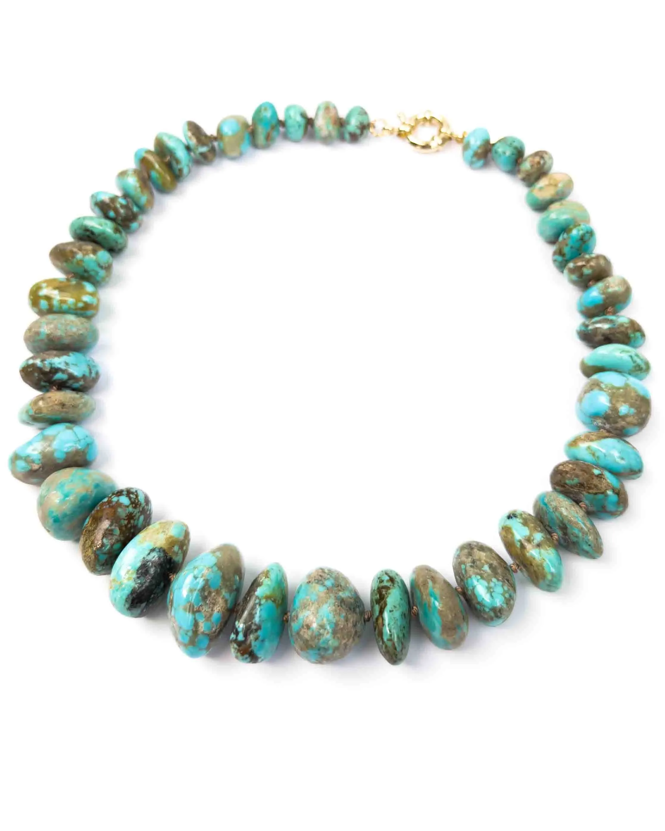 Natural Arizona Kingman Turquoise Chunky Nugget Knotted Statement Necklace