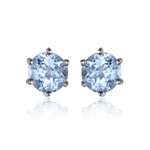 Natural Blue Topaz Earrings Stud Genuine 925 Sterling Silver Jewelry Women Jewelry Outstanding Fine Jewelry