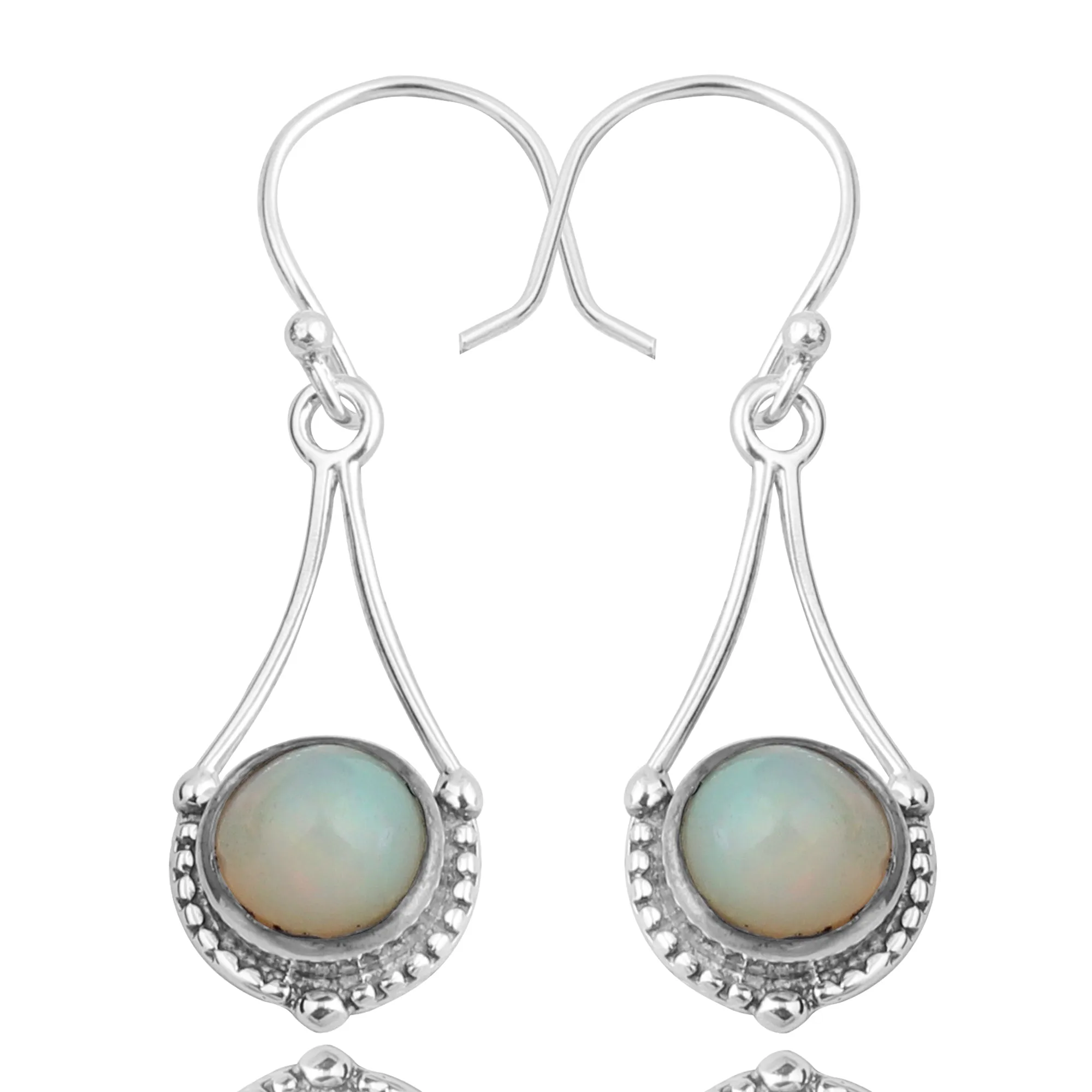 Natural Ethiopian Opal Silver Earrings