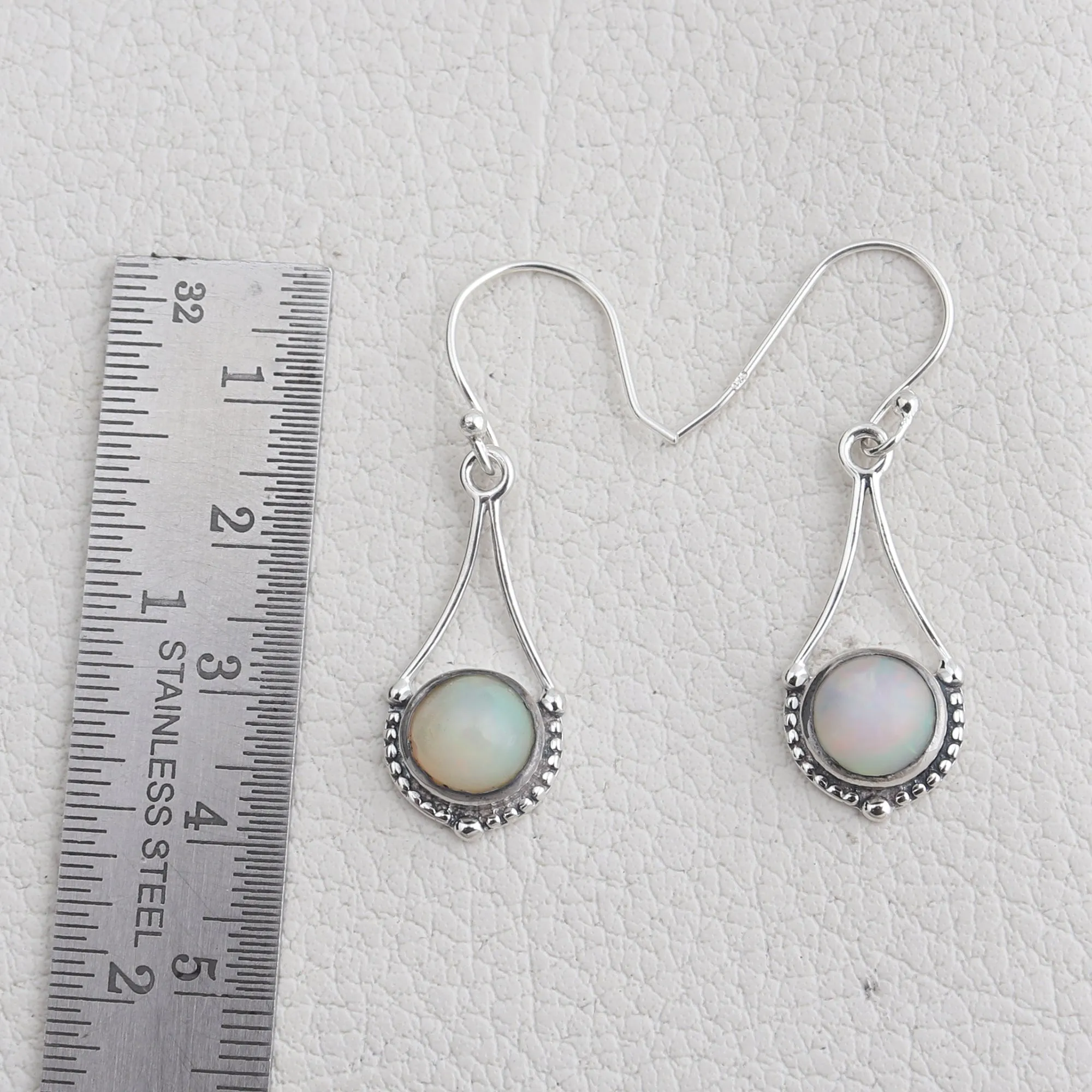 Natural Ethiopian Opal Silver Earrings