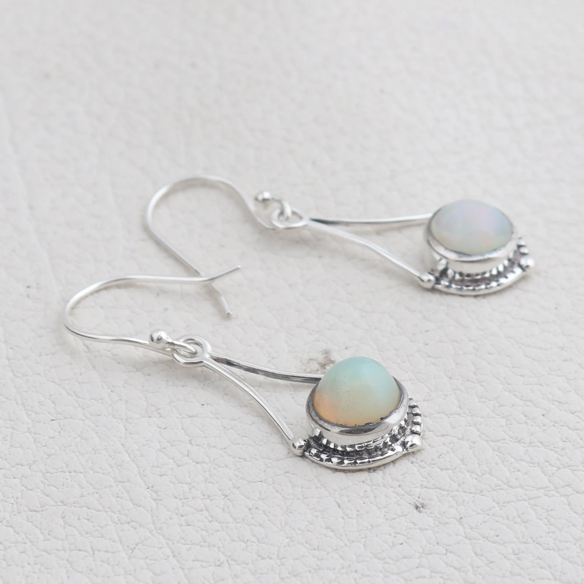 Natural Ethiopian Opal Silver Earrings