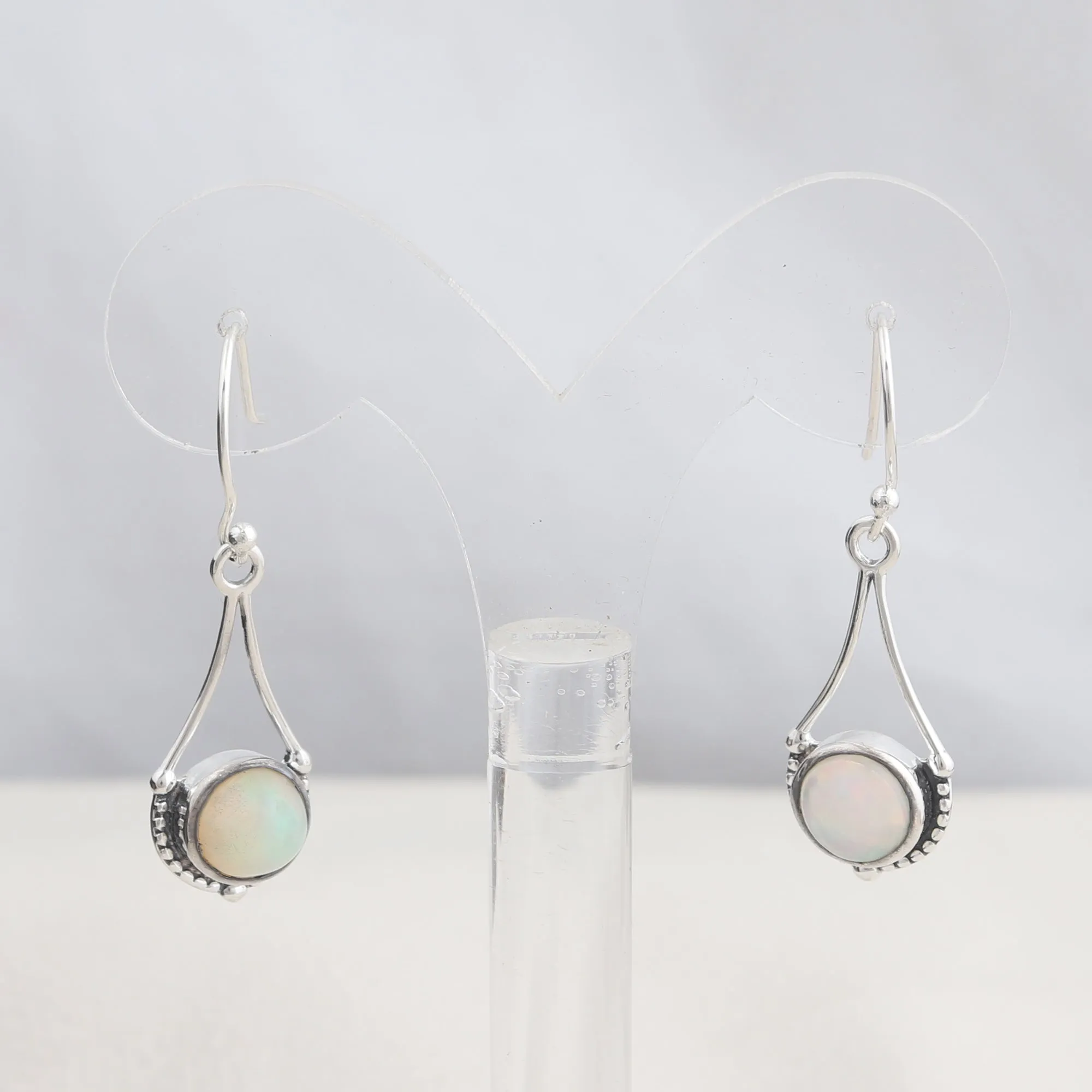Natural Ethiopian Opal Silver Earrings