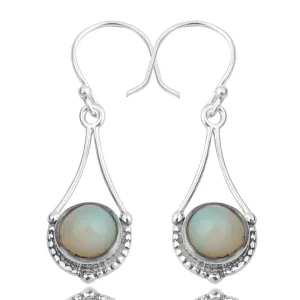 Natural Ethiopian Opal Silver Earrings