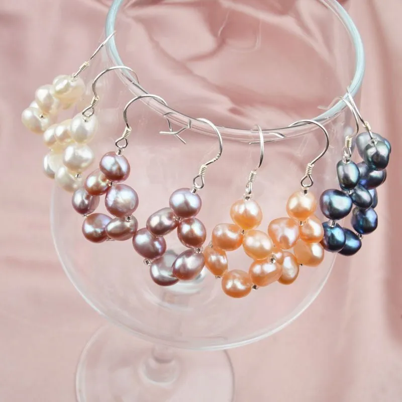 Natural Freshwater Pearl Jewelry Set Necklace Bracelet Earrings Women Jewelry