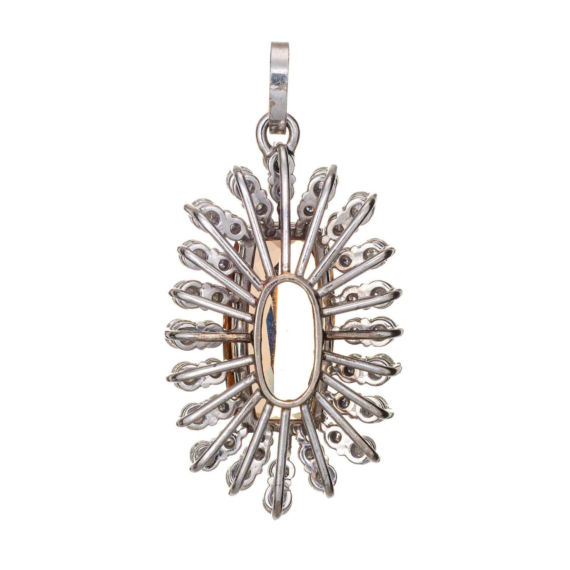 Natural Imperial Topaz Diamond Pendant 14k Gold Vintage Jewelry Large Oval