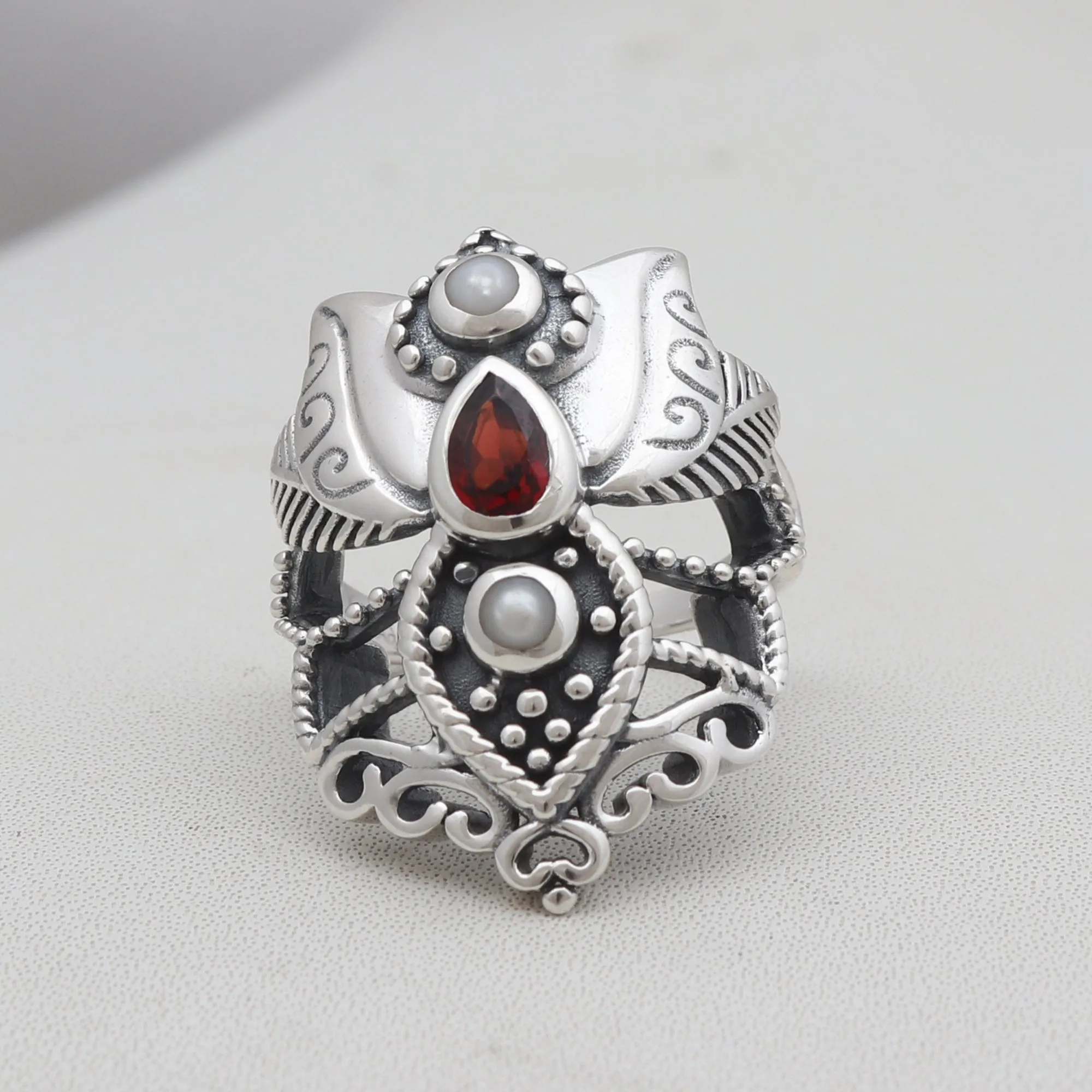 Natural Pearl & Garnet Jewelry Set