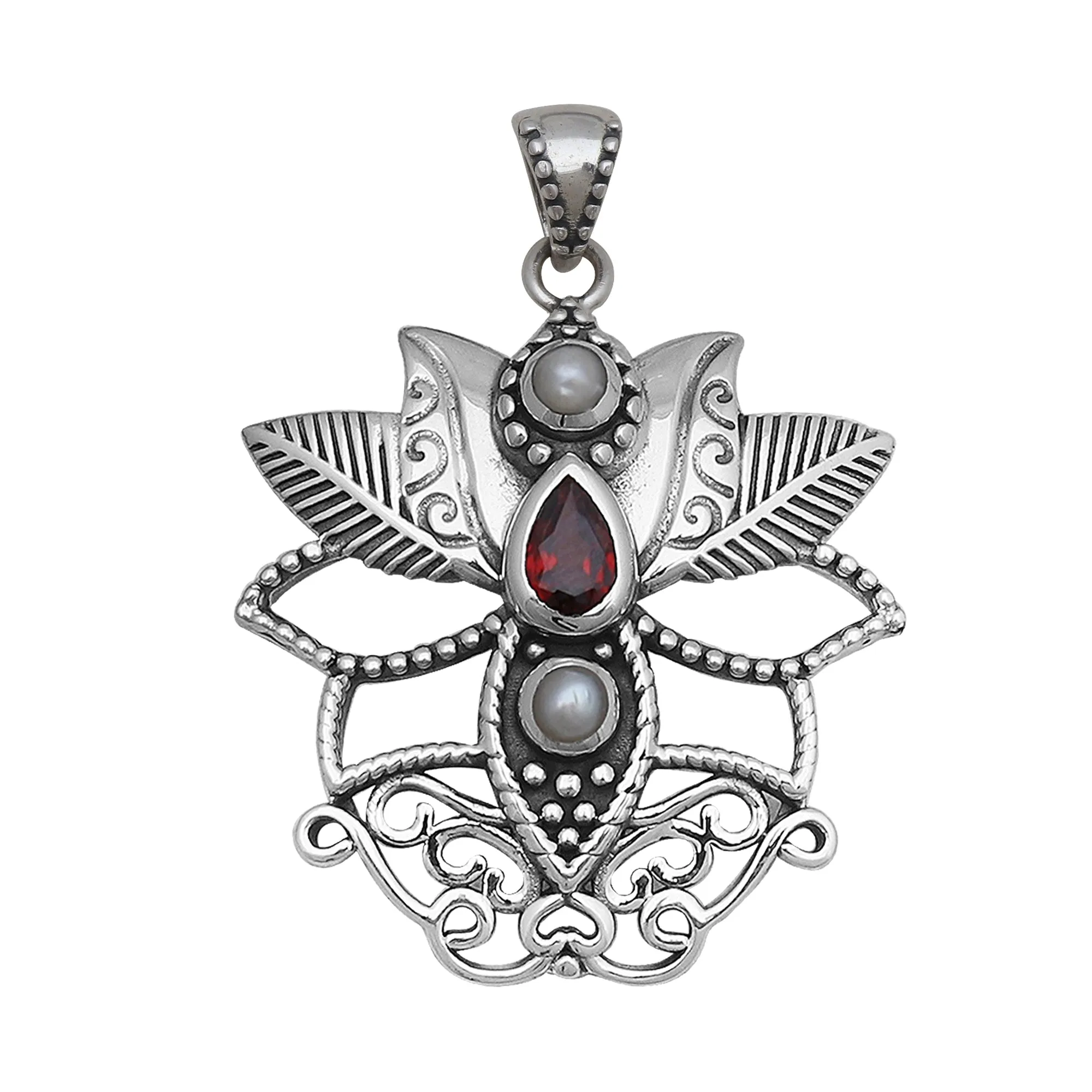 Natural Pearl & Garnet Jewelry Set