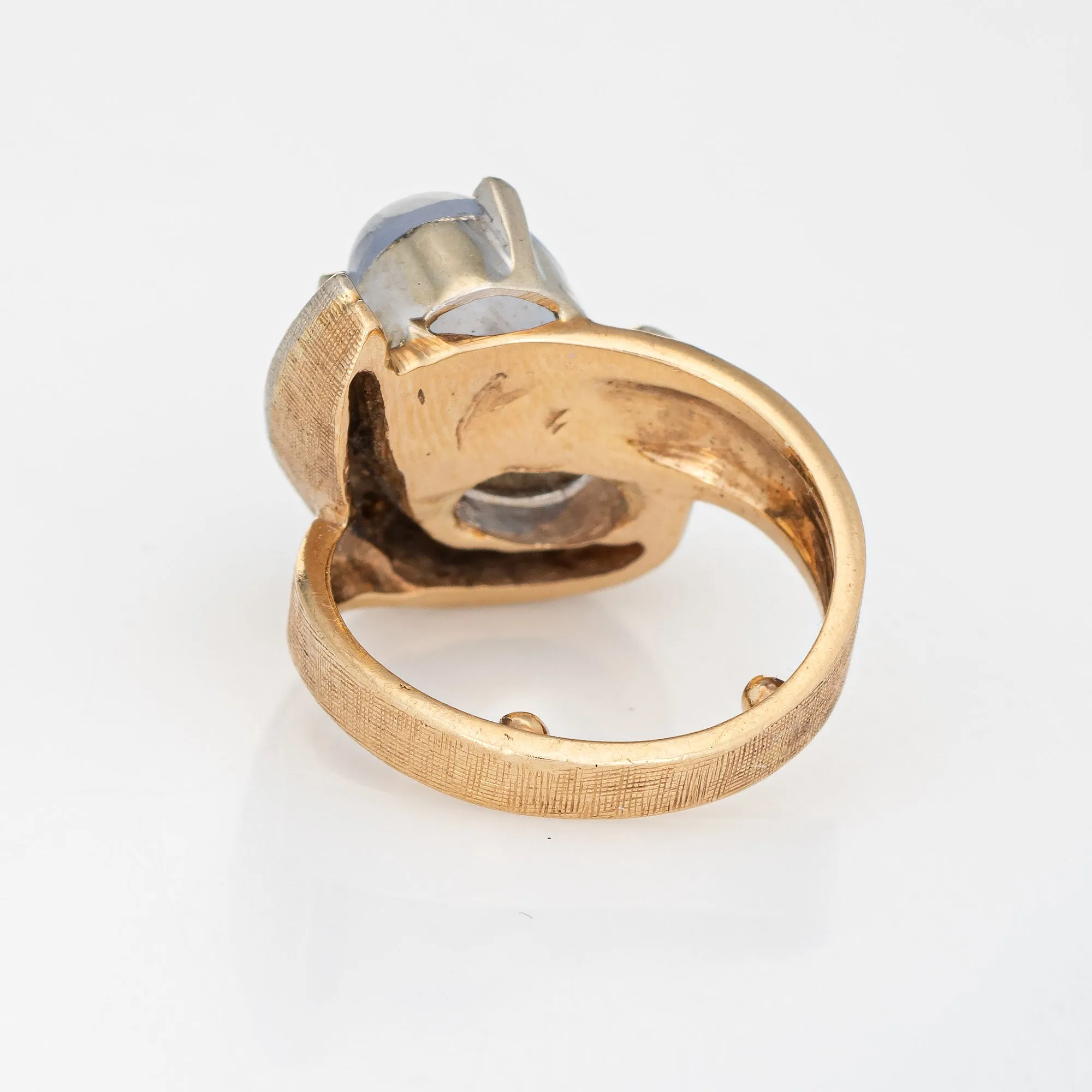 Natural Star Sapphire Diamond Ring 60s Vintage 14k Yellow Gold Estate Jewelry 4