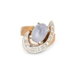 Natural Star Sapphire Diamond Ring 60s Vintage 14k Yellow Gold Estate Jewelry 4