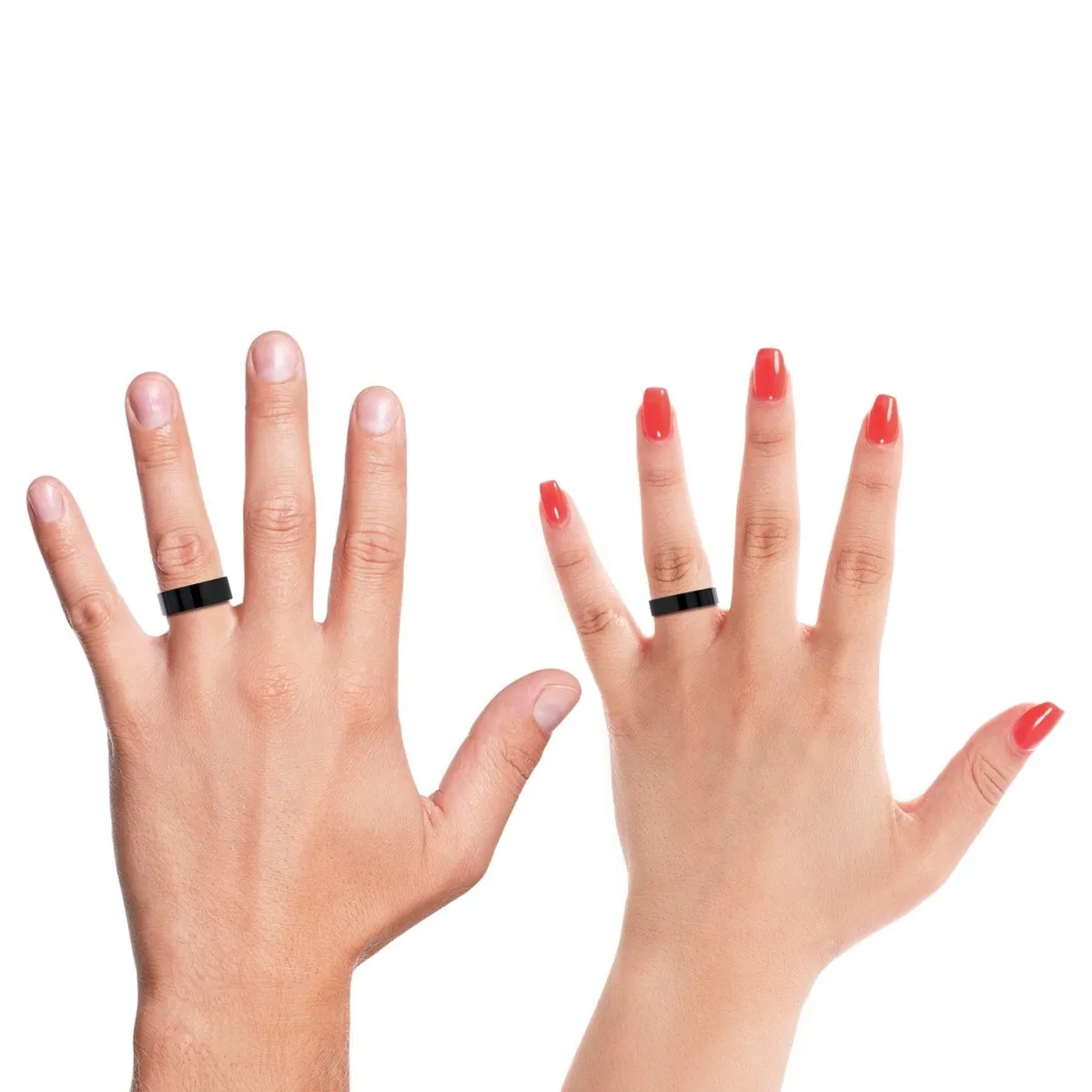 NEARON | Black & Red Wood, Black Tungsten Ring, Shiny, Flat