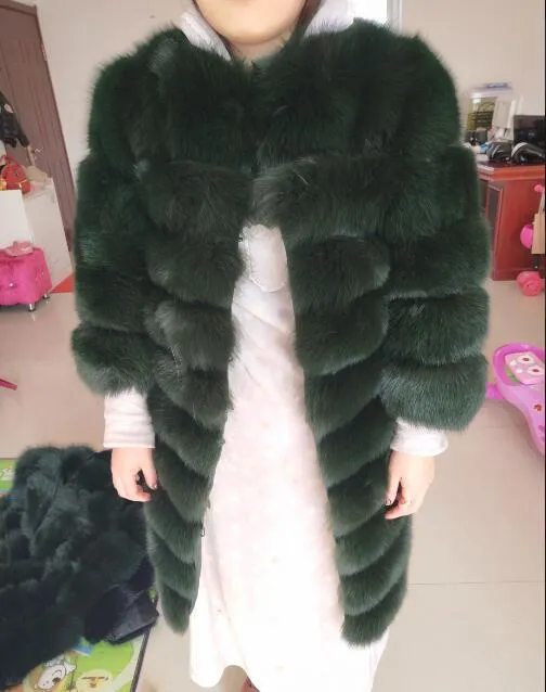New brand black fox fur coat winter warm clothes fashion style real natural fox fur coat