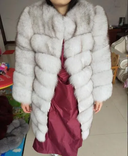 New brand black fox fur coat winter warm clothes fashion style real natural fox fur coat
