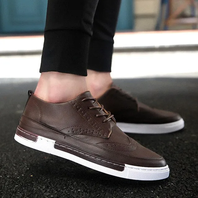 Newest Leather Shoes Men Sneakers Fashion Breathable Casual Men Shoes Chaussure Homme Breathable Footwear Ceepers Zapatos Homre