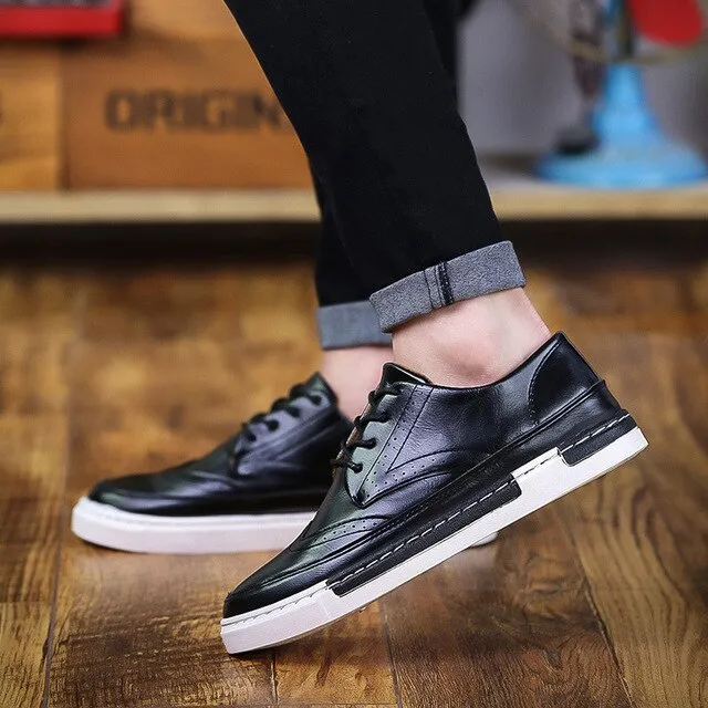 Newest Leather Shoes Men Sneakers Fashion Breathable Casual Men Shoes Chaussure Homme Breathable Footwear Ceepers Zapatos Homre