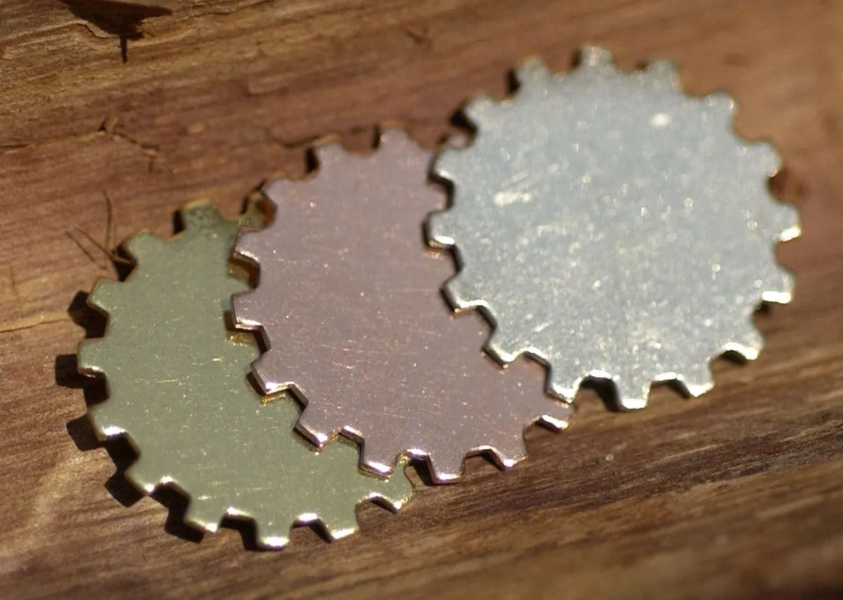 Nickel Silver 35mm Blank Gear Cog Cutout Cutout for Metalworking Stamping Texturing Blank