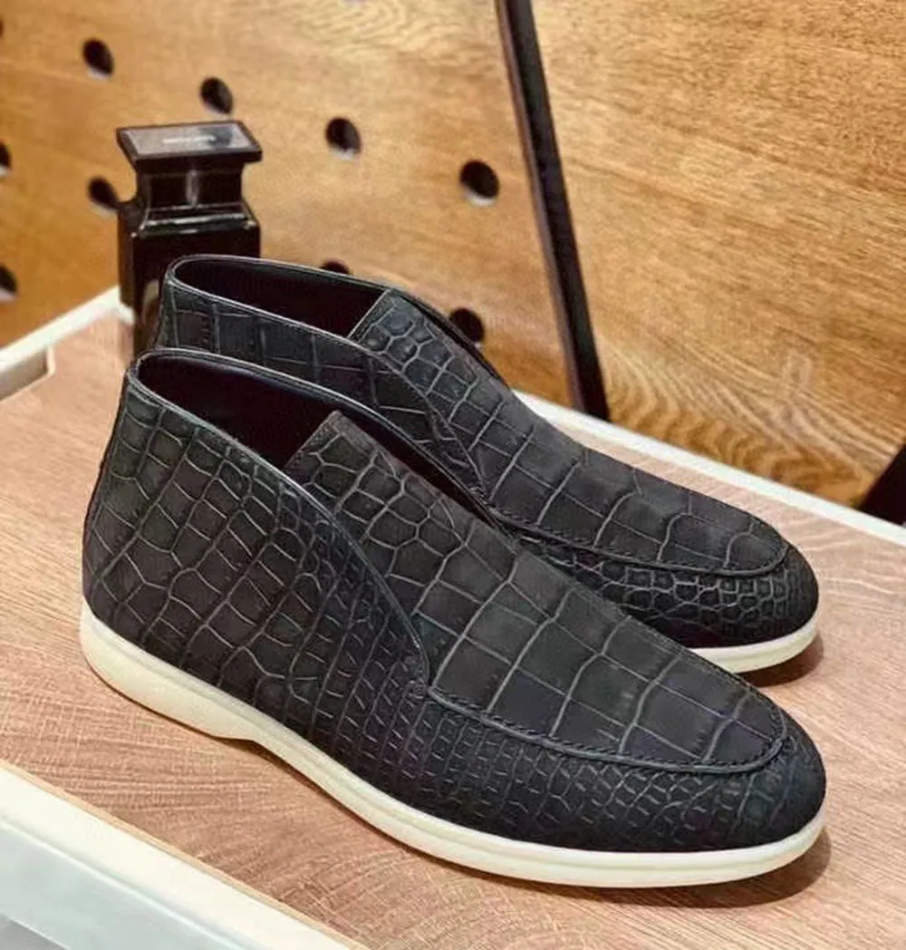 Nubuck Crocodile Shoes Men's Crocodile Leather Lace-Up  Dress Shoes
