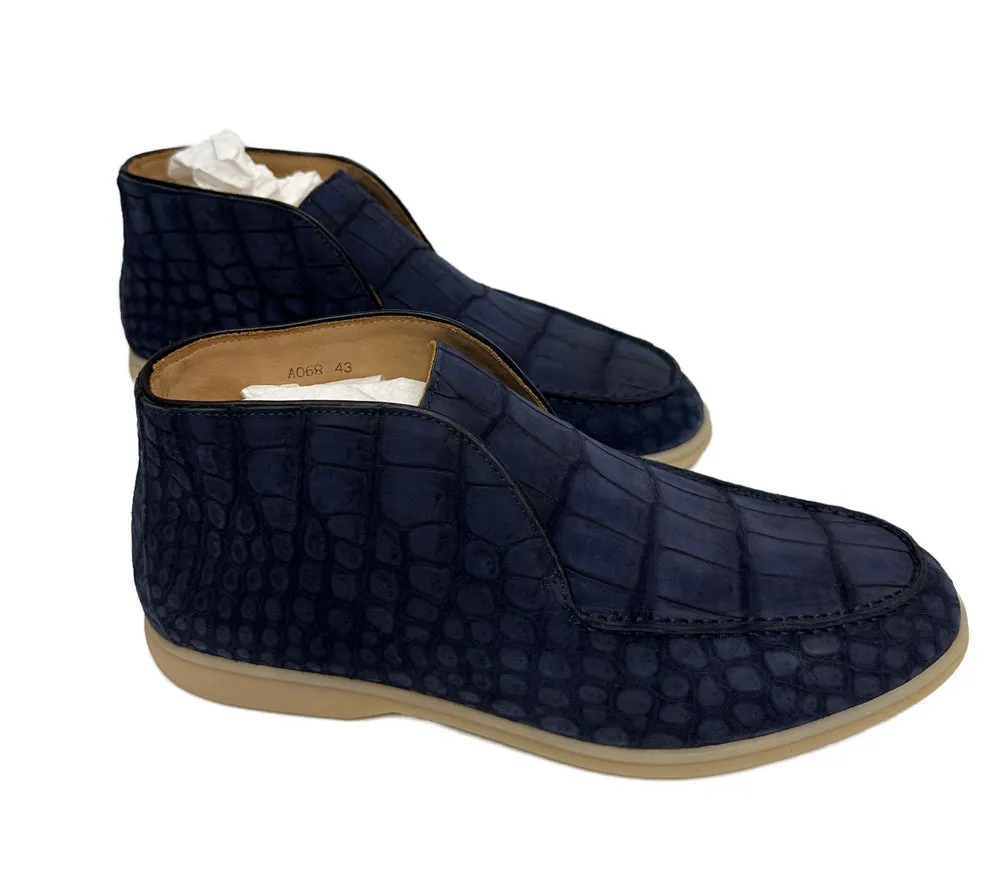 Nubuck Crocodile Shoes Men's Crocodile Leather Lace-Up  Dress Shoes