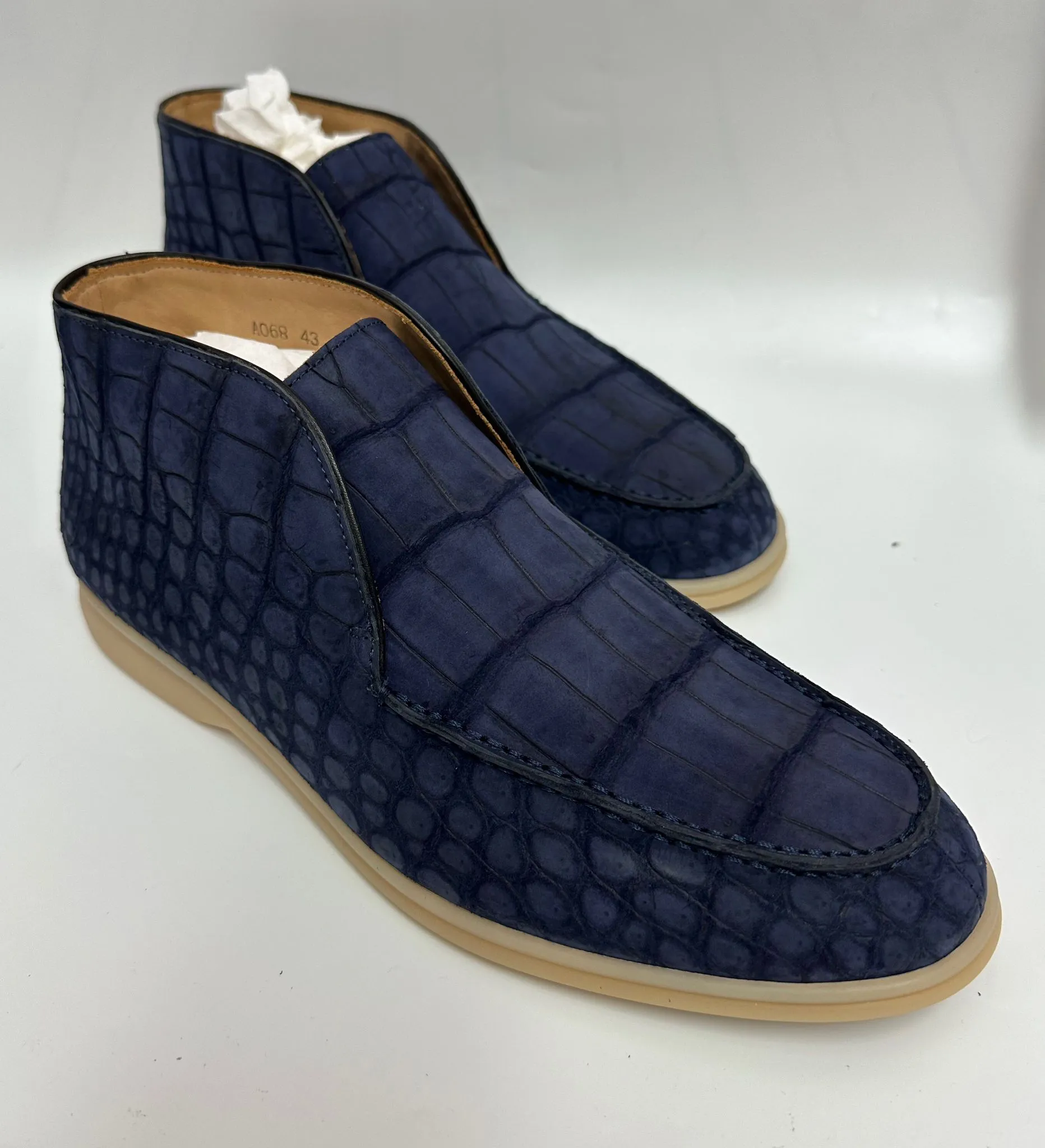 Nubuck Crocodile Shoes Men's Crocodile Leather Lace-Up  Dress Shoes